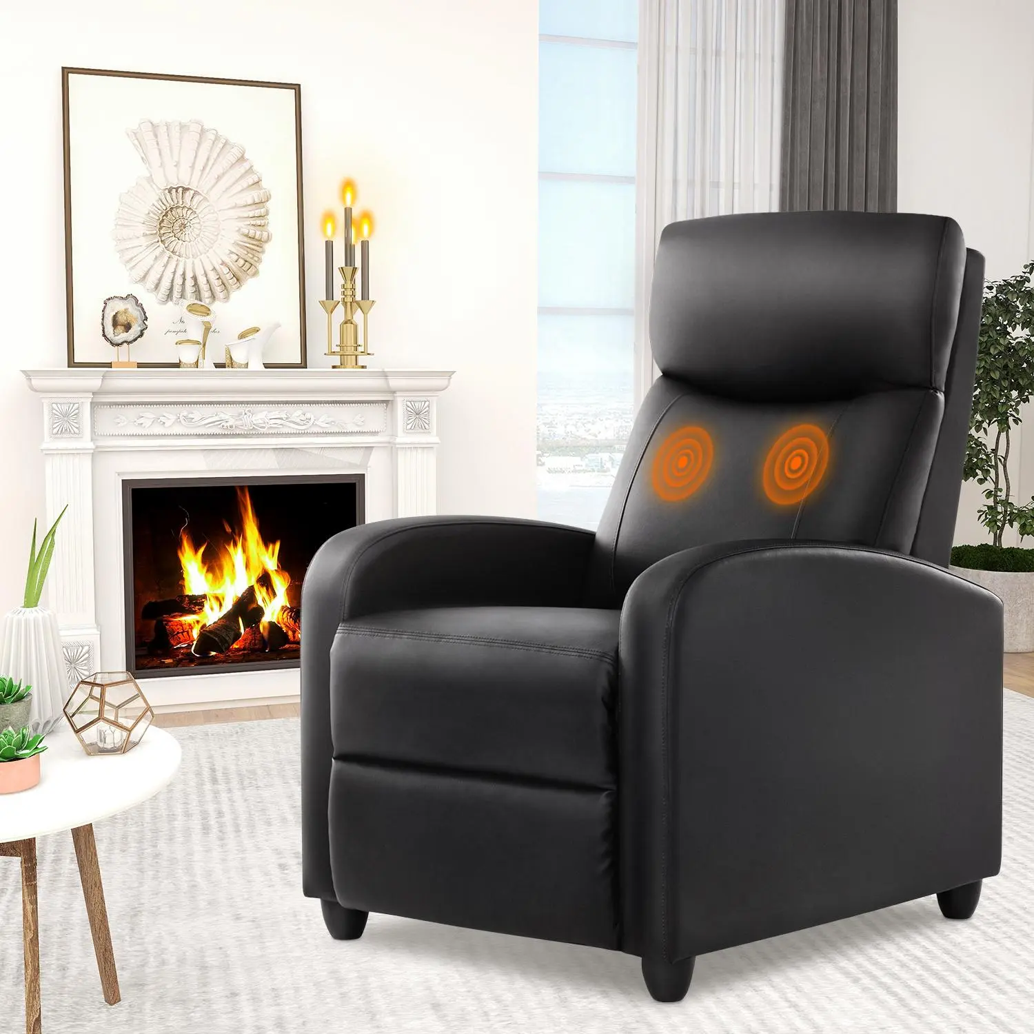 Recliner Chair for Living Room, Massage Recliner Chair Theater Chairs Adjustable Modern Reclining Chair with Padded Seat Backrest