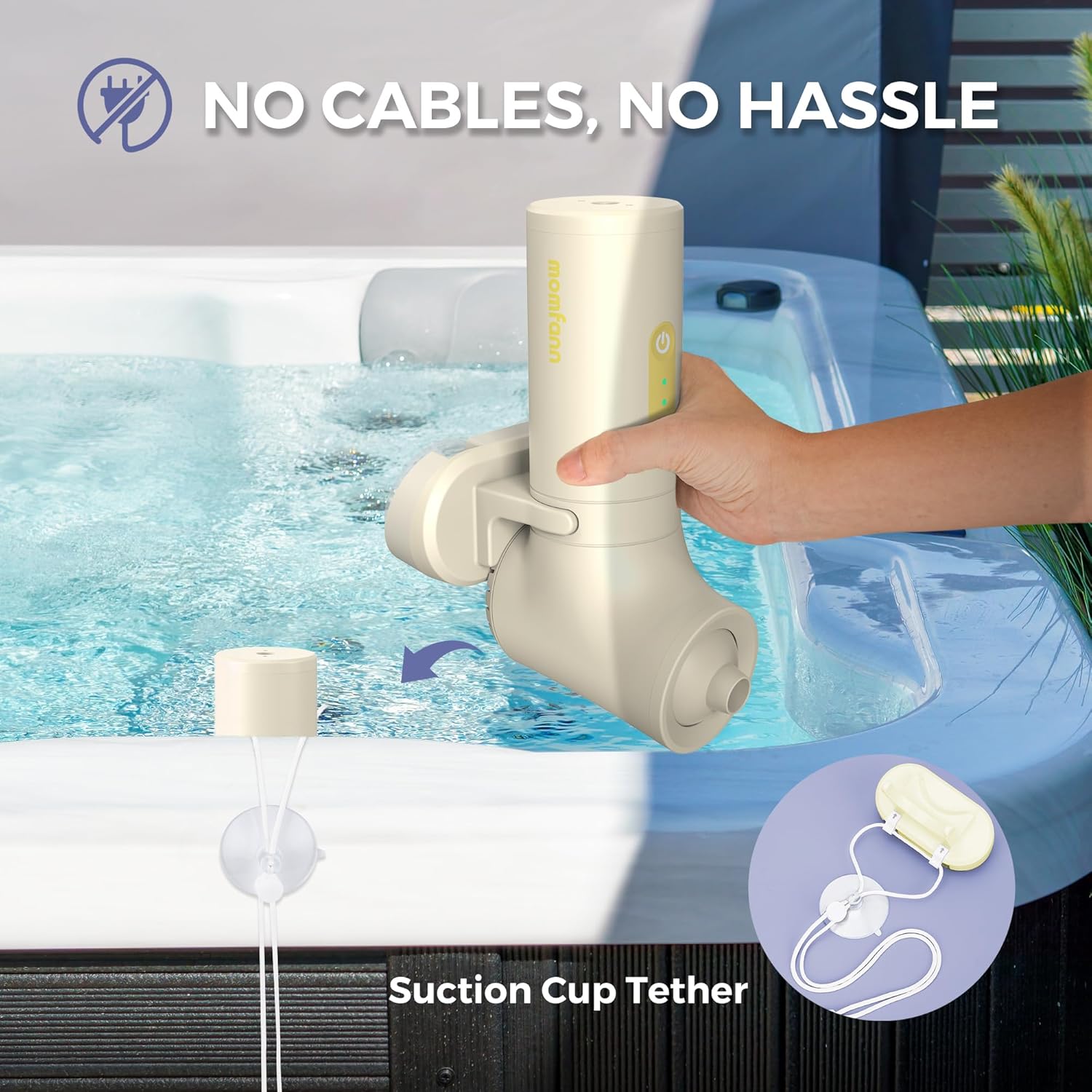 Jet Spa/Bubble Mode, Cordless Portable Bathtub Accessories with 3-Level Adjustable Speed, Bathtub Jets for Home Spa, Relaxing