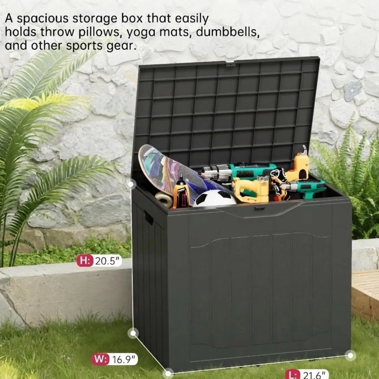 Outdoor Storage Box 35 Gallon Patio Deck Box with Handles, Patio Storage Deck Boxes Garden Resin Deck Storage Container Lockable Storage Box