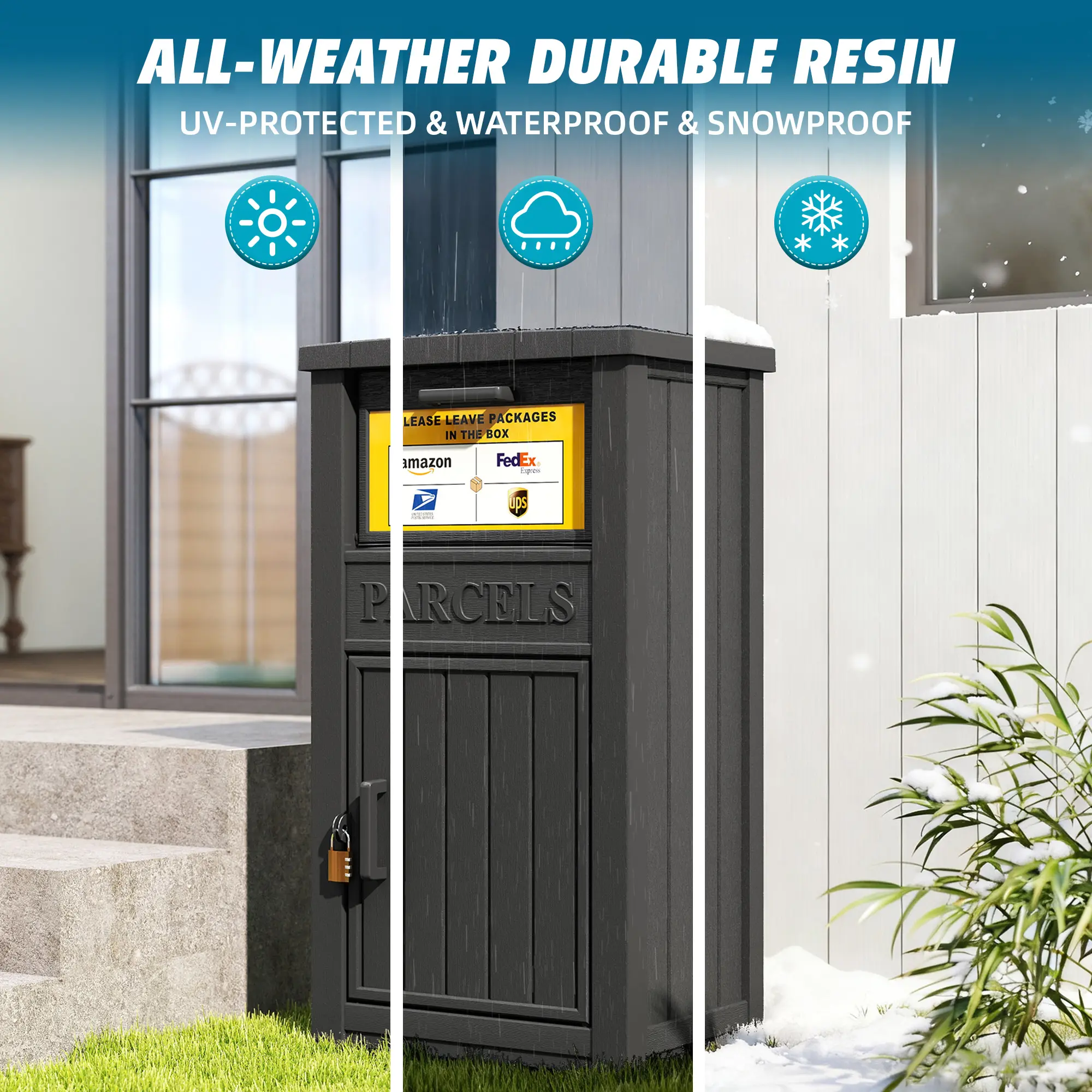 Anti-Theft Lockable Storage Box – Waterproof Outdoor Package Delivery Box with Large Secure Capacity