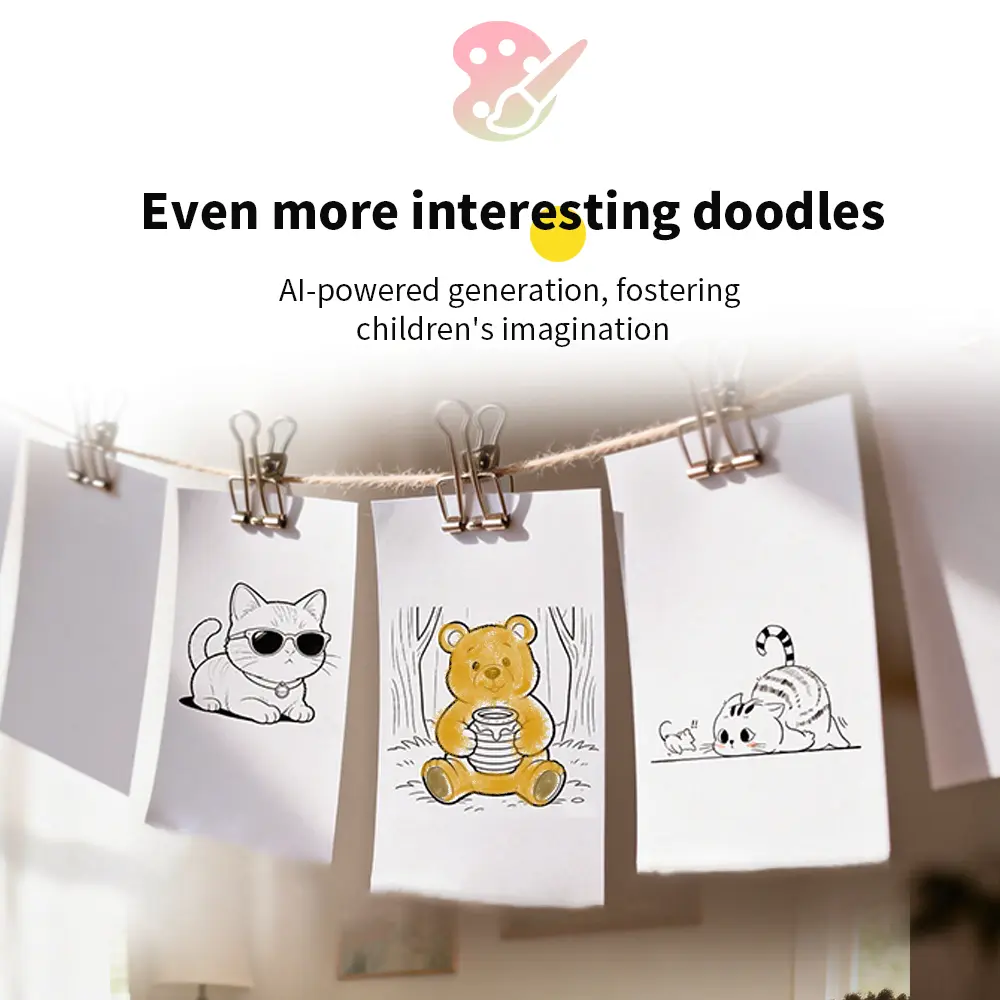 Smart Voice Sticker Printer - Wireless Thermal Maker with Interactive Screen & 5 Paper Rolls for Kids DIY & Learning