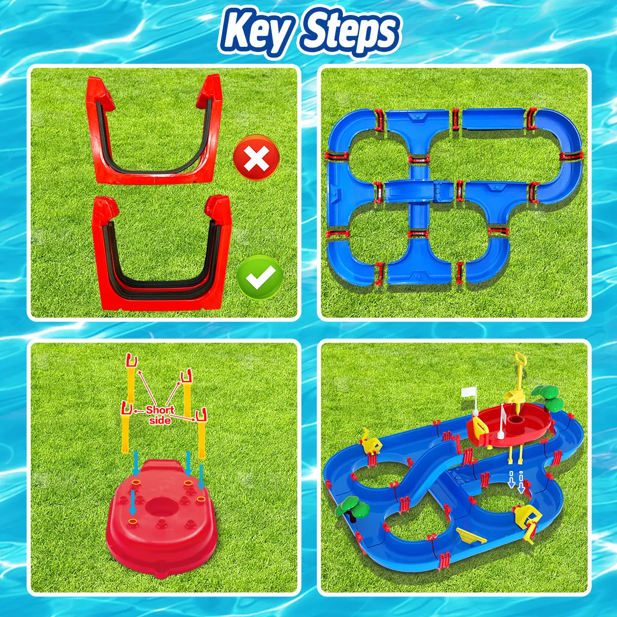 2-Tier Kids Water Table – 100PCS DIY Waterways Playset with Pump for Backyard, Beach & Poolside Summer Fun