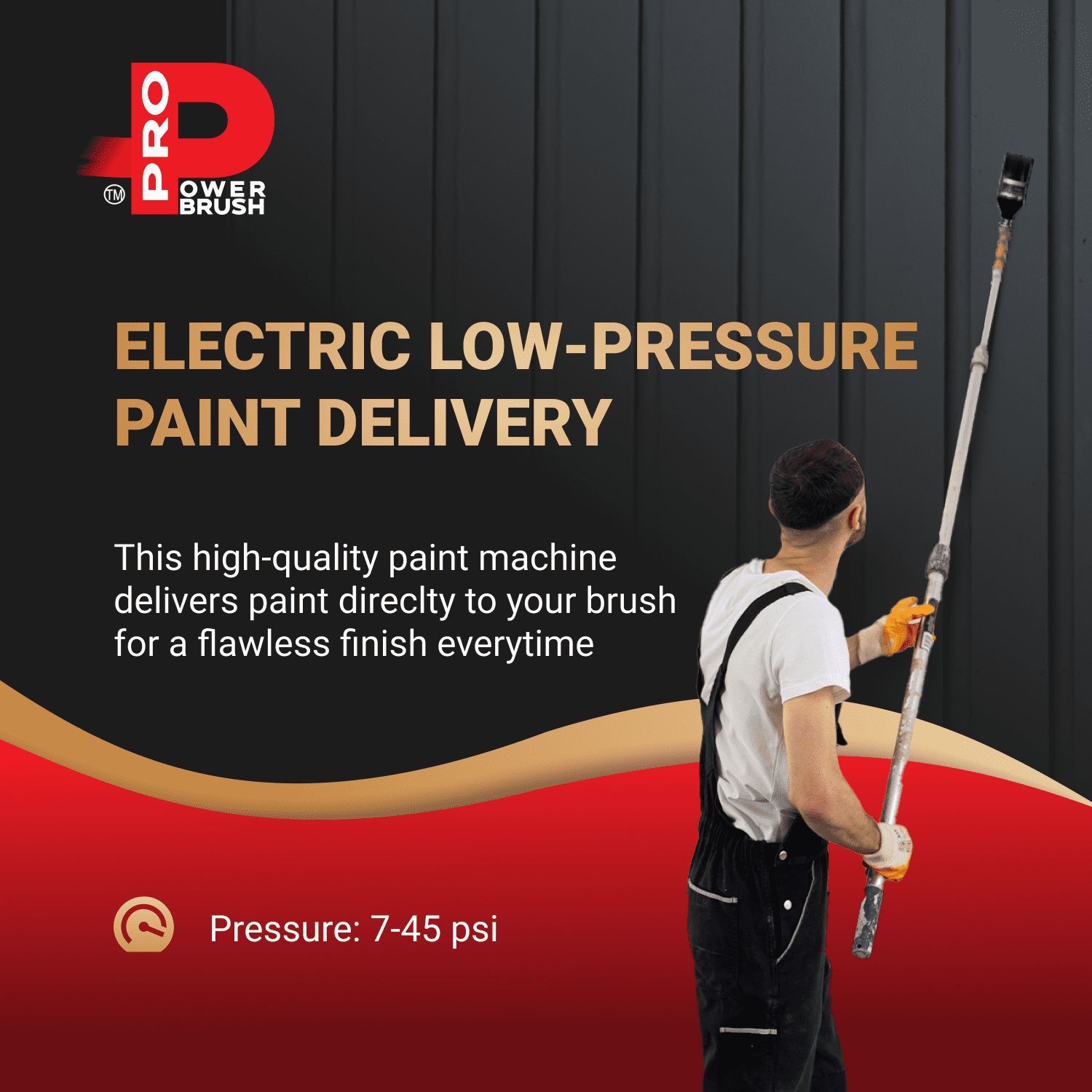 Pro PowerBrush Painters Backpack 20 Liter Electric Paint Machine with Power Brush Handle 7-45 Psi