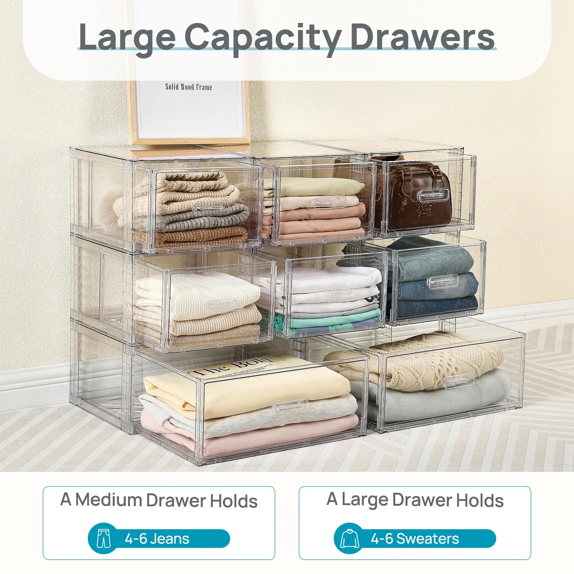 Underbed Storage Drawers – Clear Stackable Dust-Proof Bins for Shoes, Clothes, Bedding & Seasonal Storage