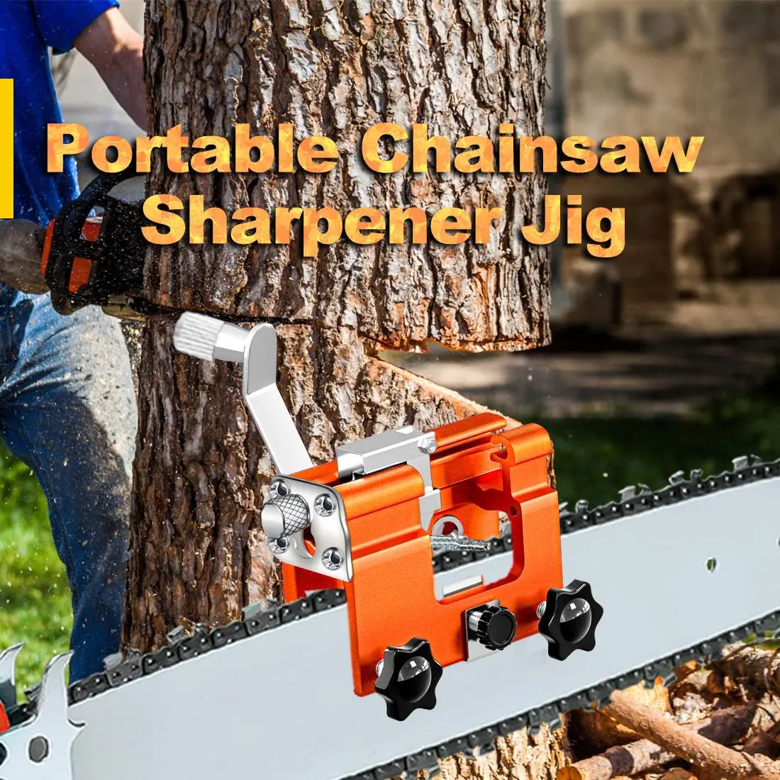Portable Chain Saw Sharpener Jig - Universal Manual Chainsaw Sharpening Tool Kit with Grinding Stones & Cleaning Brush for Lumberjacks & Gardening