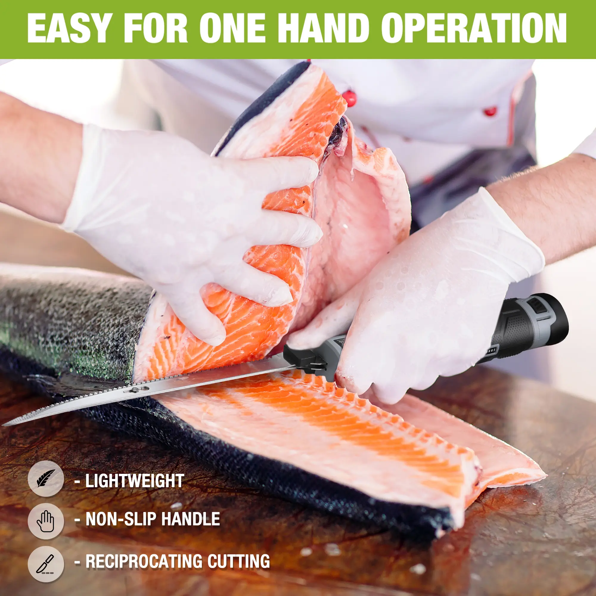 12V Cordless Electric Fillet Knife with 8"& 10"Razor-Sharp Blades, Cordless Fillet Knife with Non-slip Grip Handle and Safety Lock, 2 Rechargeable Battery Packs, 1 Quick Battery Charger, and 1 Storage Carry Case for Fishing