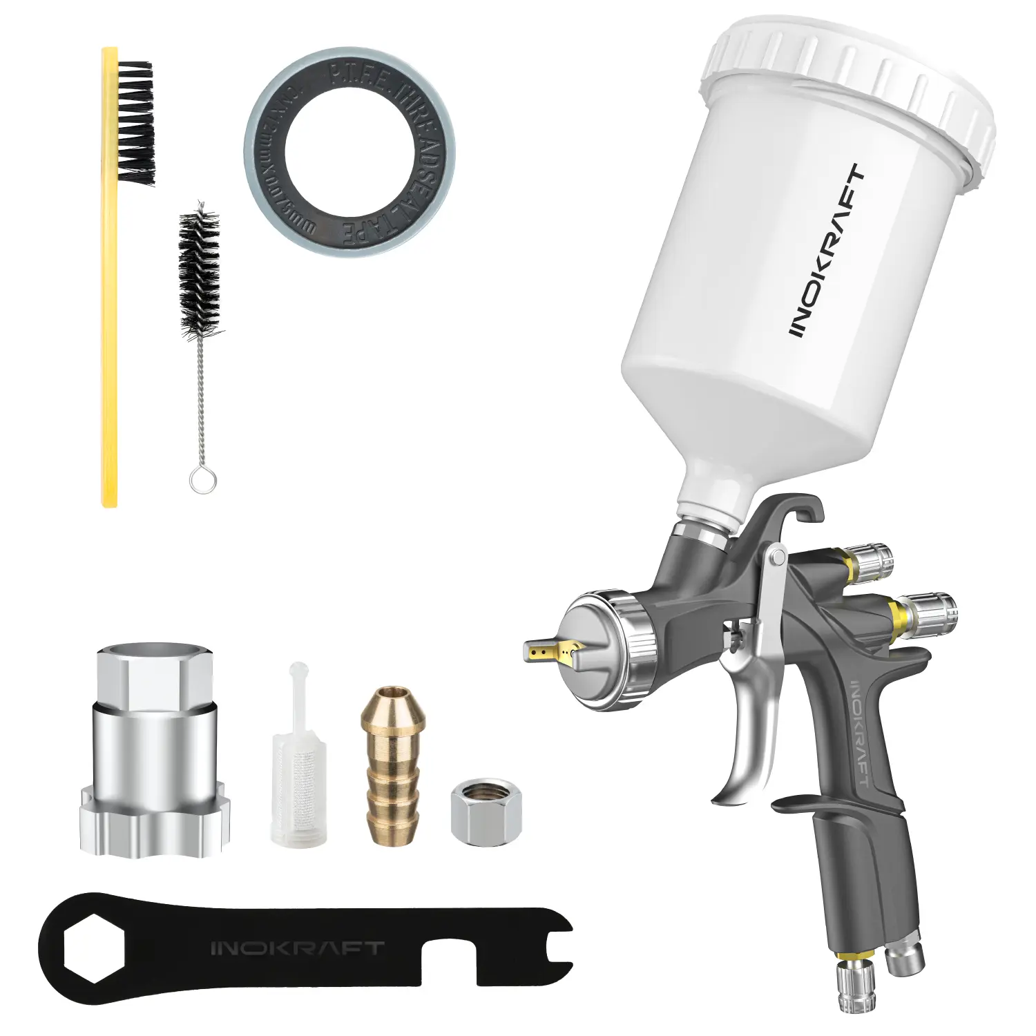 Spray Gun Premium & Basic Kit for Cars & House DIY Painting Superior Quality Atomization Efficient Transfer Easy Operation One-Piece Forged Aluminum Body Teflon Coating