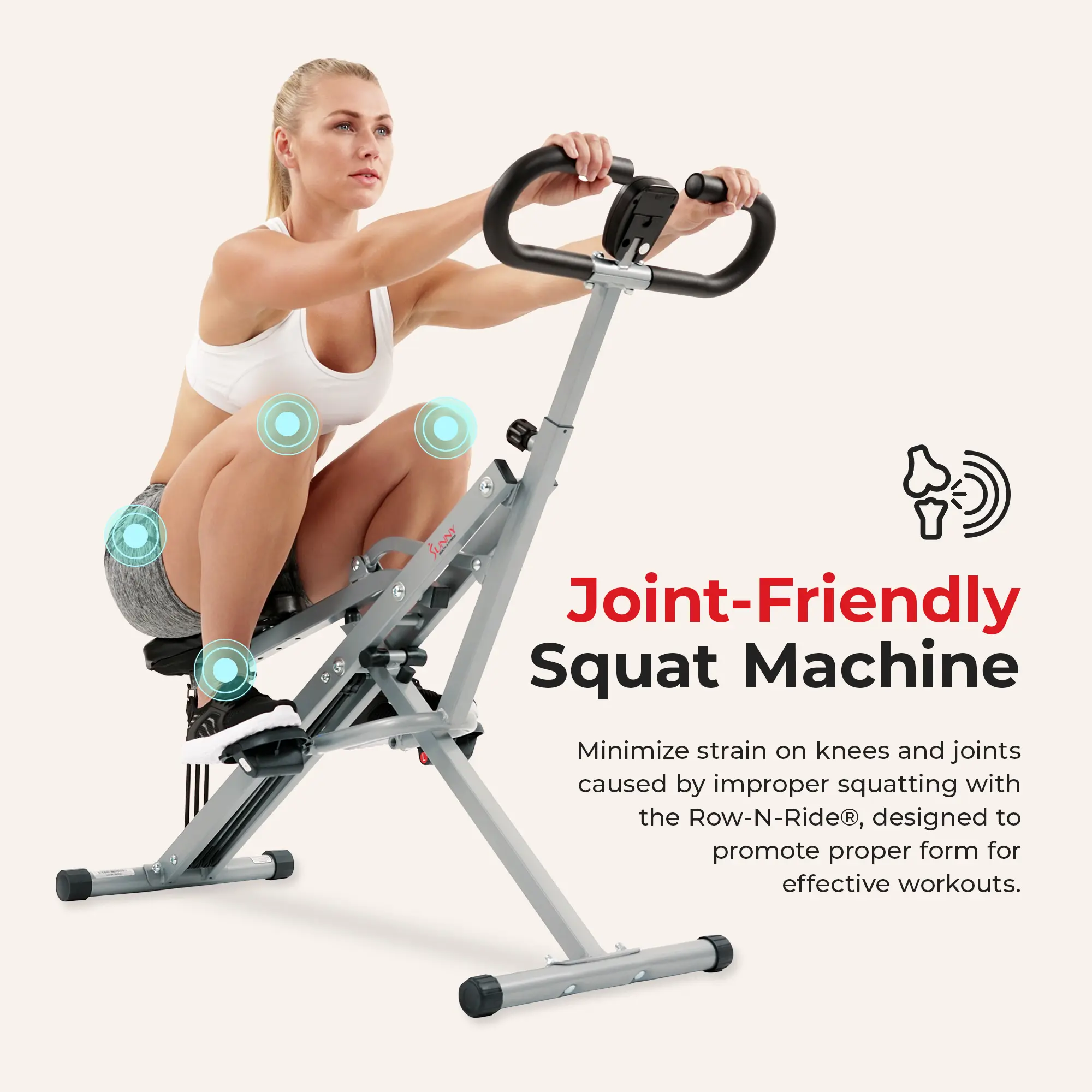 Rowing & Squat Machine – Adjustable Resistance Foldable Home Gym Workout Equipment, 300 lbs Capacity