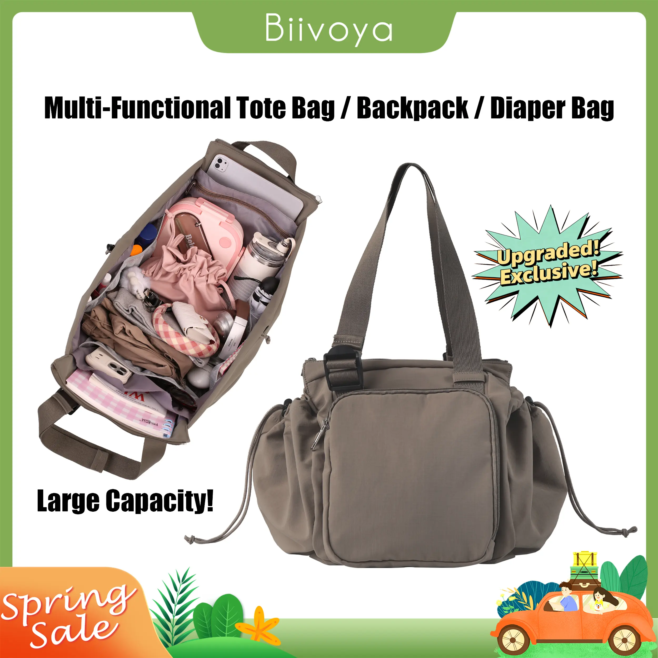 Large Expandable Tote Bag – Multi-Pocket Water-Resistant Carryall for Work, Travel, Nursing & Everyday Use