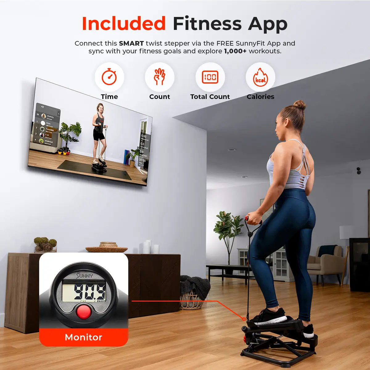 Mini Twist Stepper with Resistance Bands – Full Body Cardio Workout Machine for Legs, Glutes, Core & Home Fitness