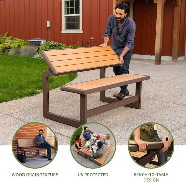 Convertible outdoor bench, perfect for gardens, patios, or porches