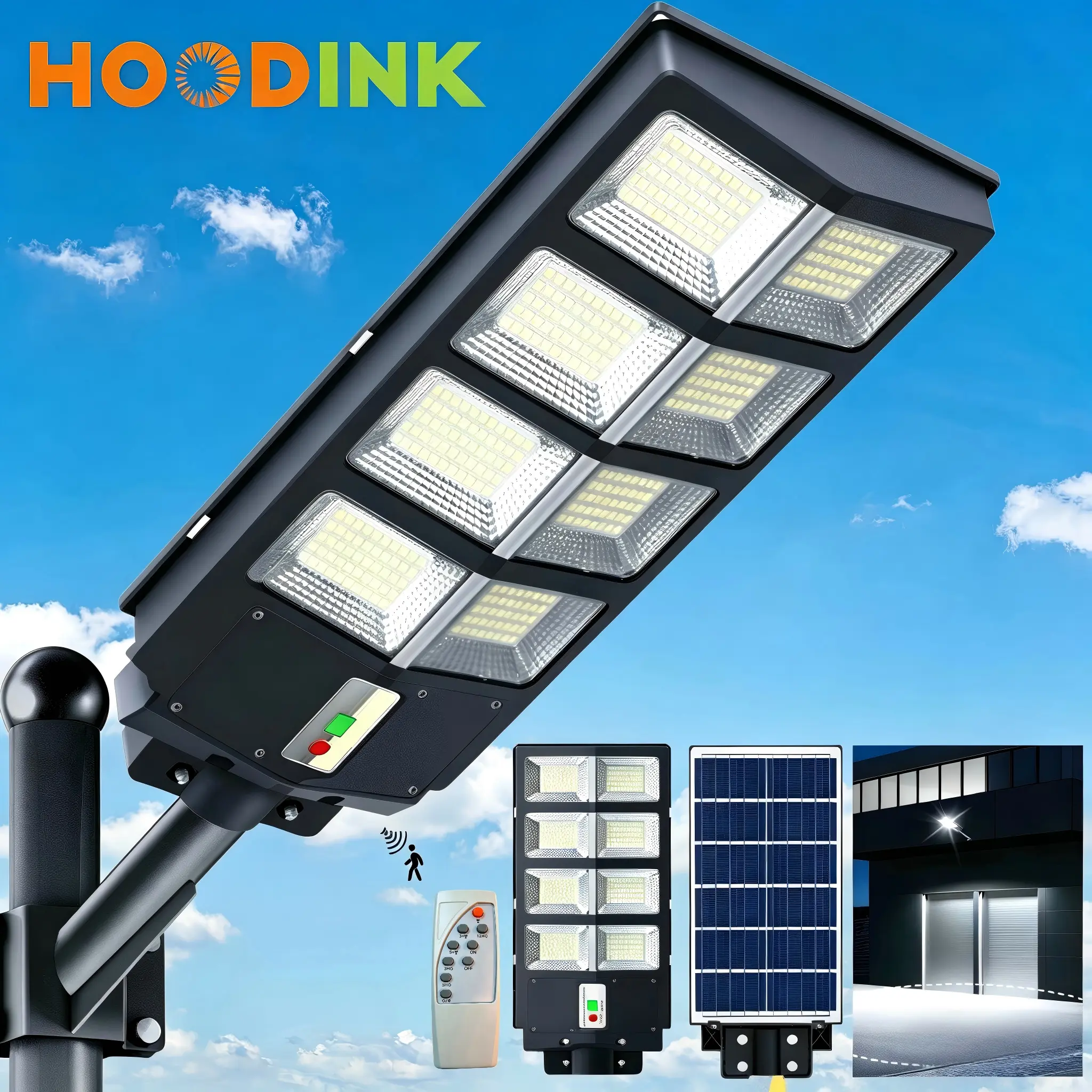 Solar Street Light Outdoor 3 Modes LED Motion Sensor Security Wall Lamp for Garden Yard Porch Decor IP65 Waterproof Remote Control Solar Lights Outdoor Mounted Light