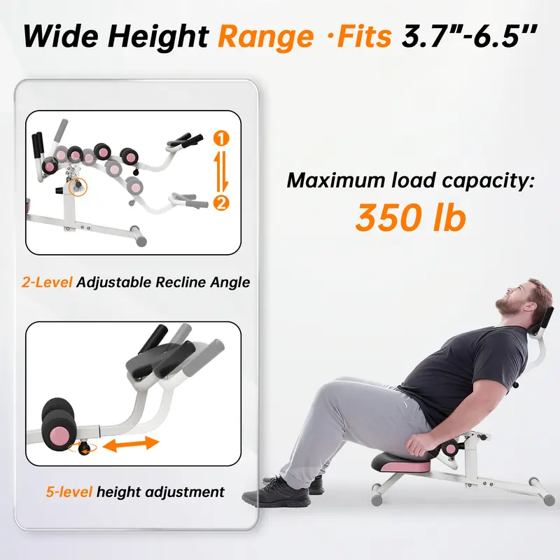 Mini Inversion Table, 2-Position Adjustable Heavy-Duty Steel Frame Fitness Gear, Home Workout & Gym Equipment for Spinal Care, Back Relief & Stretching