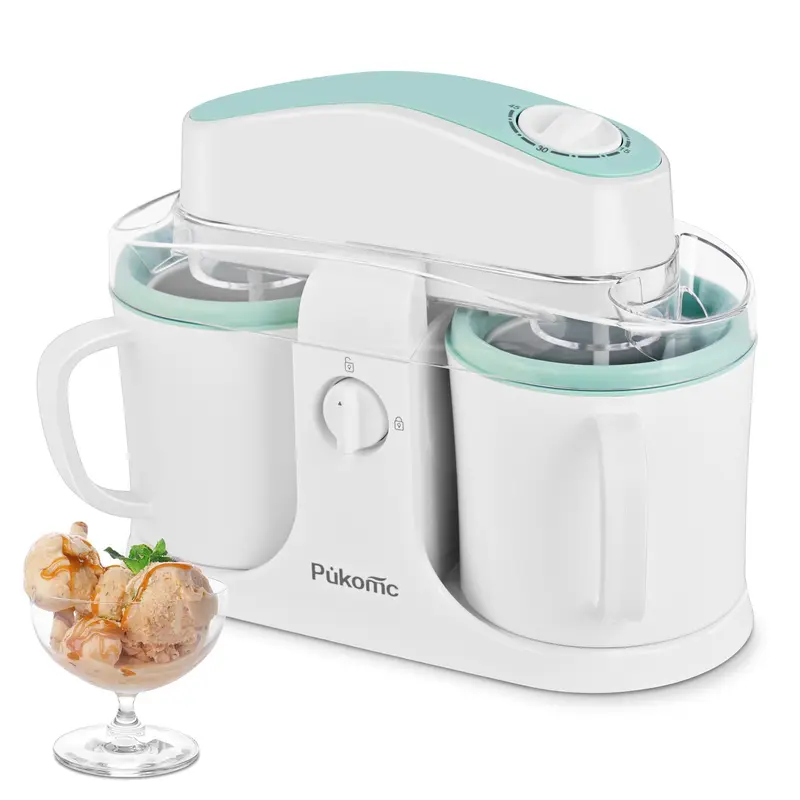 Ice Cream Maker Machine for Home Use with Two Ice Cream Bowls Simple Operation Easy to Clean White Easy Fast Use Perfect Dessert,The best Christmas New Year gift