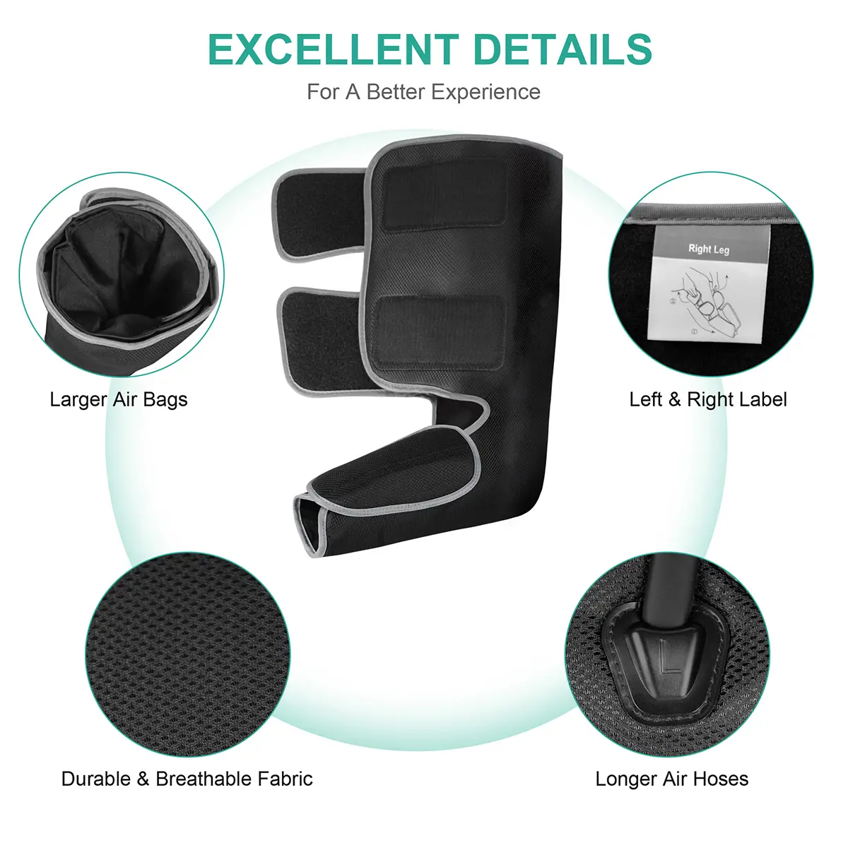 Air Compression Leg Massager Black Calf & Foot Massager Adjustable Massage Boots for Home Office Use with 3 Modes & 2 Timers Comfort Gifts for Mom Dad - Relaxing