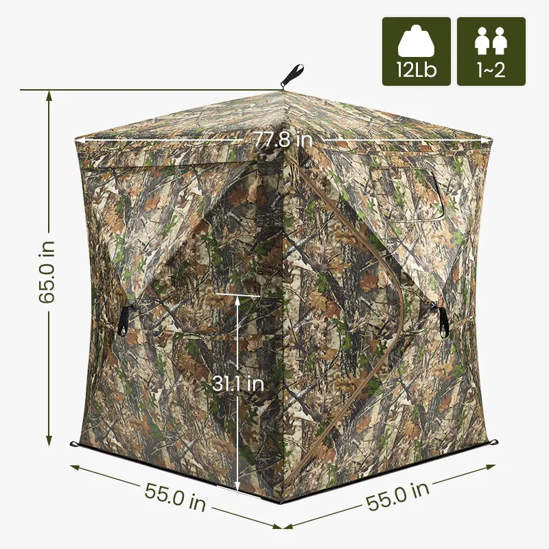 270° See-Through  Blind – Pop-Up Ground Deer Blind Tent for 1–6 Persons