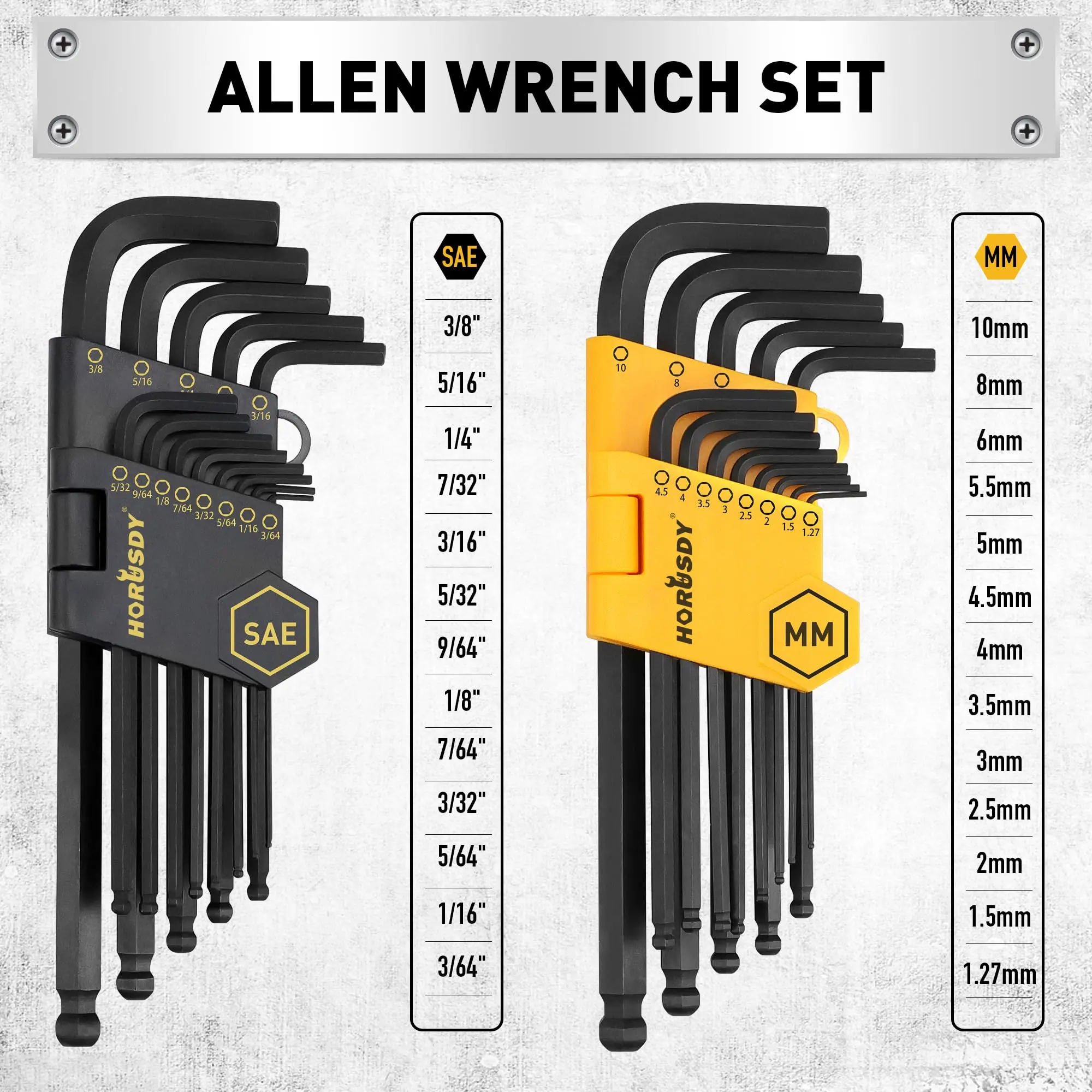 Magnetic Screwdriver Set with Plastic Racking, Includes SAE & Metric Hex Keys, Precision Screwdriver and Magnetizer Demagnetizer