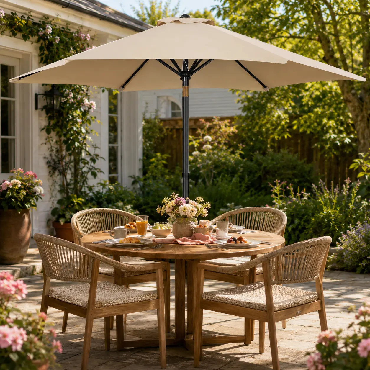 15FT Double-Sided Patio Umbrella – Large Outdoor Shade with 36 LED Lights, Crank System & Base Included for Patio, Pool & Backyard