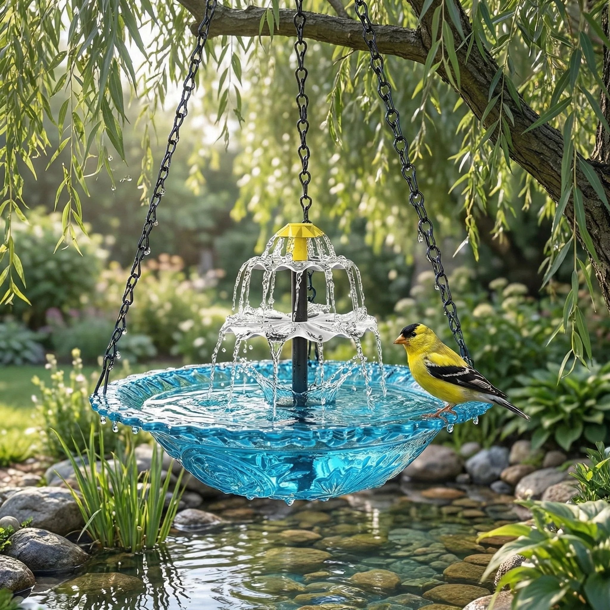 Solar Cascade Hanging Bird Bath Fountain Buy 2 Free Shipping