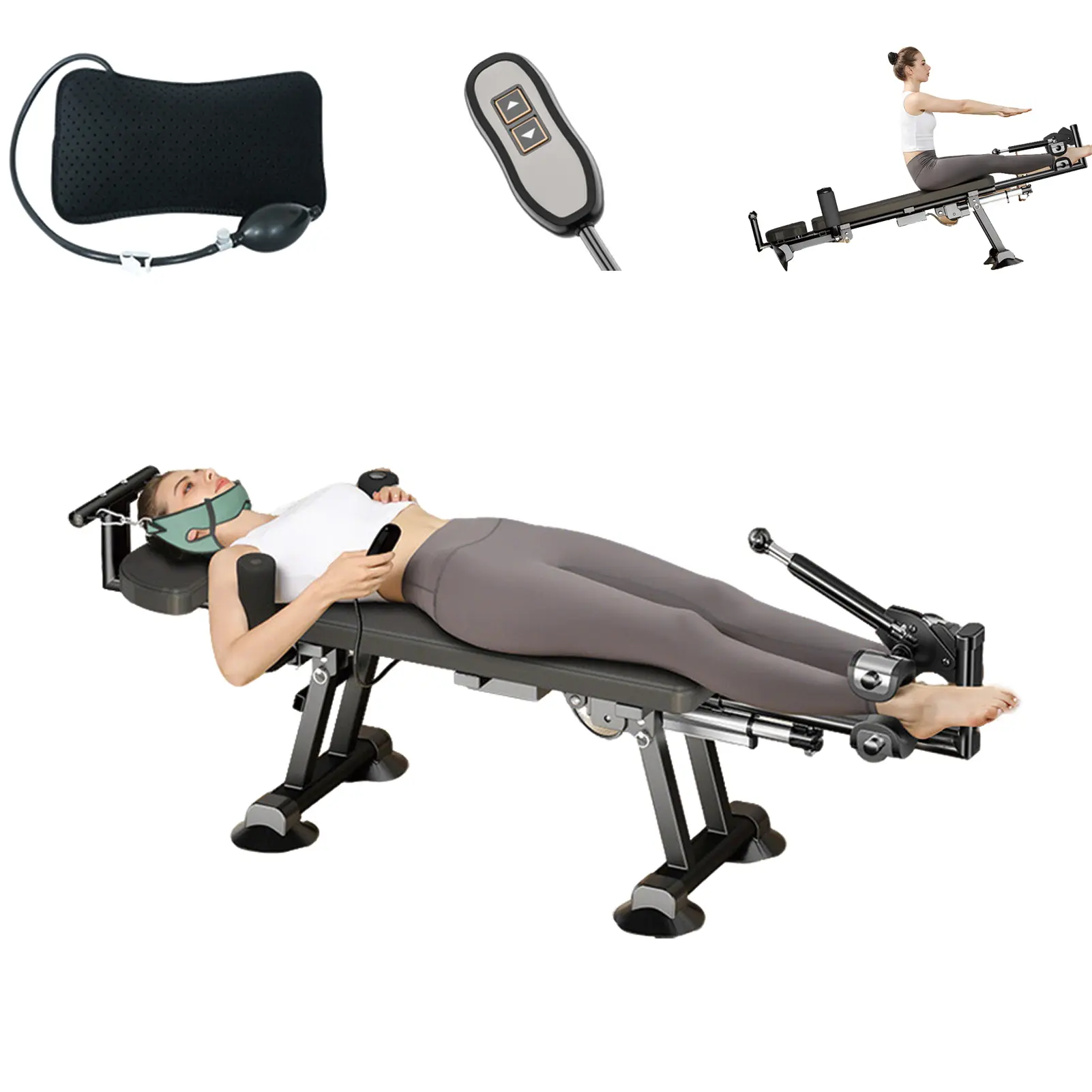 Electric Fitness Full Body Traction Table, Massage Cervical Traction Bench & Lumbar Traction Bed, Home Stretch Decompression Machine for Tension Relief, Lumbar Stretching