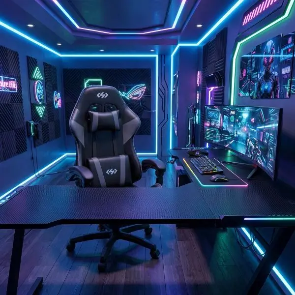 Ergonomic Gaming Chair – Adjustable Reclining Office Chair with Lumbar Support, Footrest & Headrest for All-Day Comfort