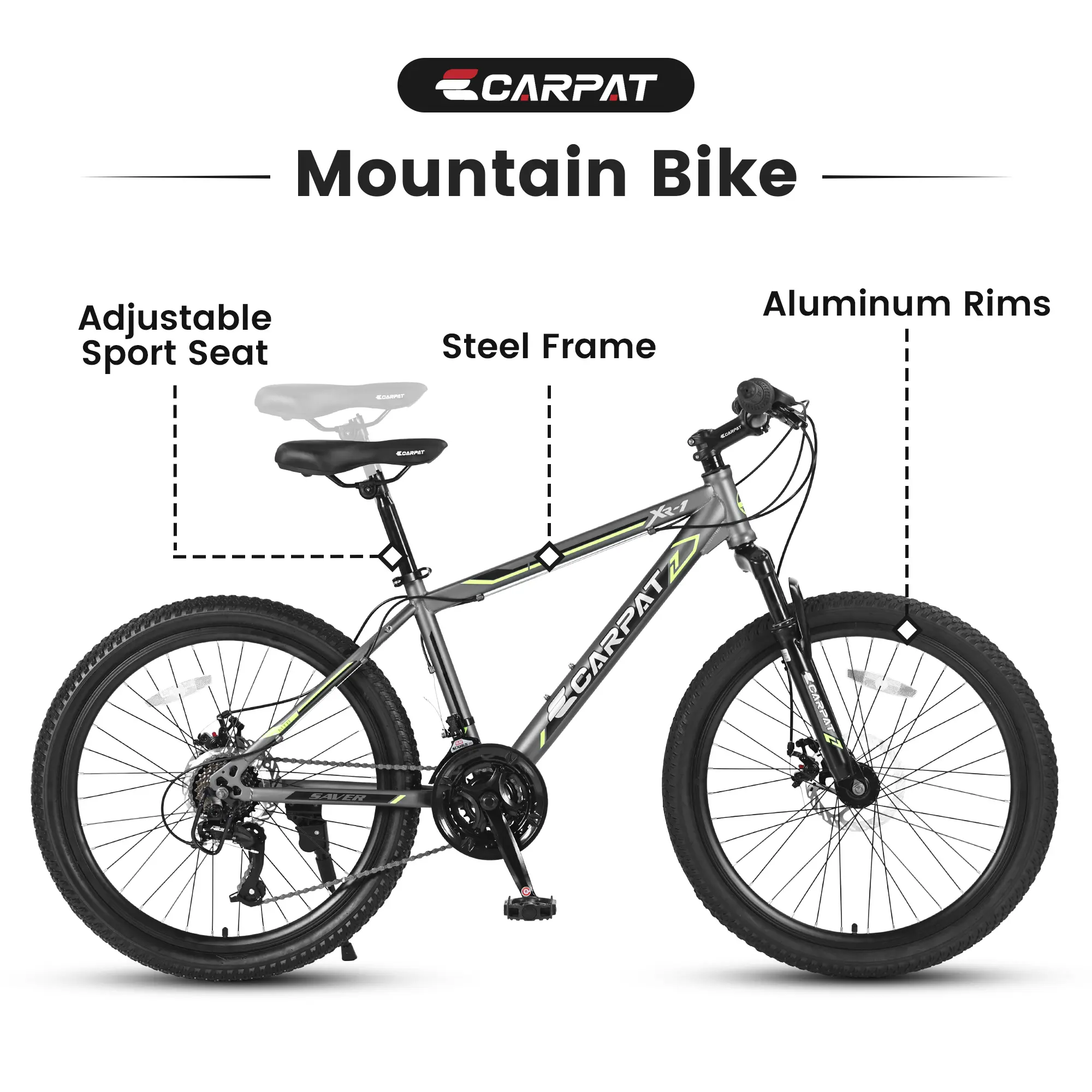 26'' Mountain Bike – 21-Speed Lightweight MTB with Durable Steel Frame for Urban & Trail Riding