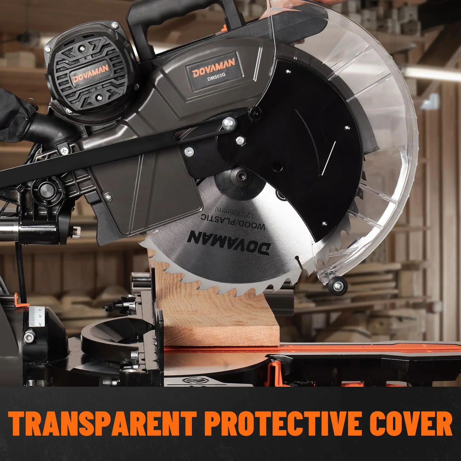 12 Inch Dual-Bevel Miter Saw 15-Amp 3800RPM, Ambidextrous Operation, 4.2x13in Cutting Capacity, Laser Guide, 0-45° Bevel & Miter Cut