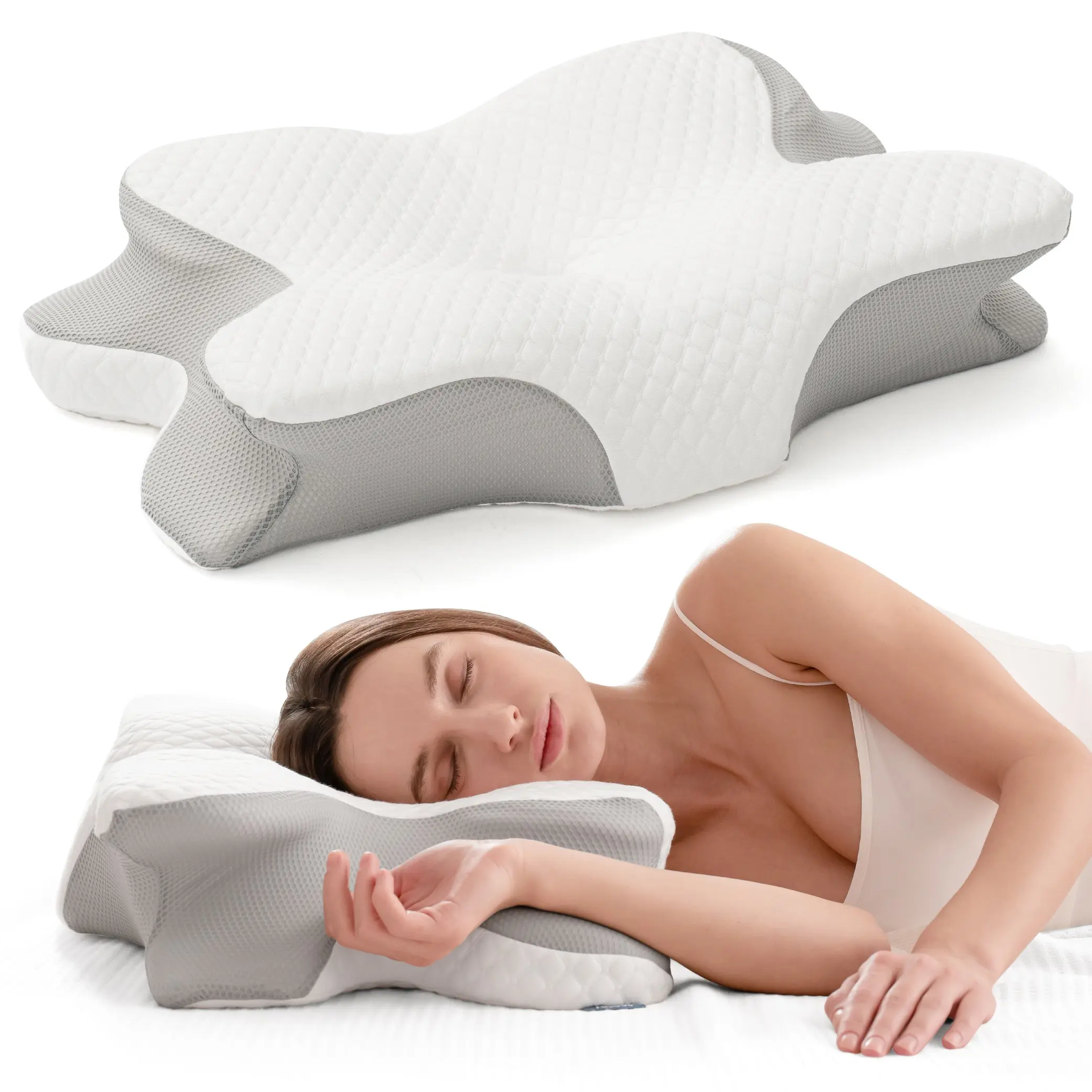 Cervical Pillow for Cozy Sleep, Odorless Ergonomic Contour Memory Foam, Orthopedic Bed Pillow for Side, Back, and Stomach Sleepers