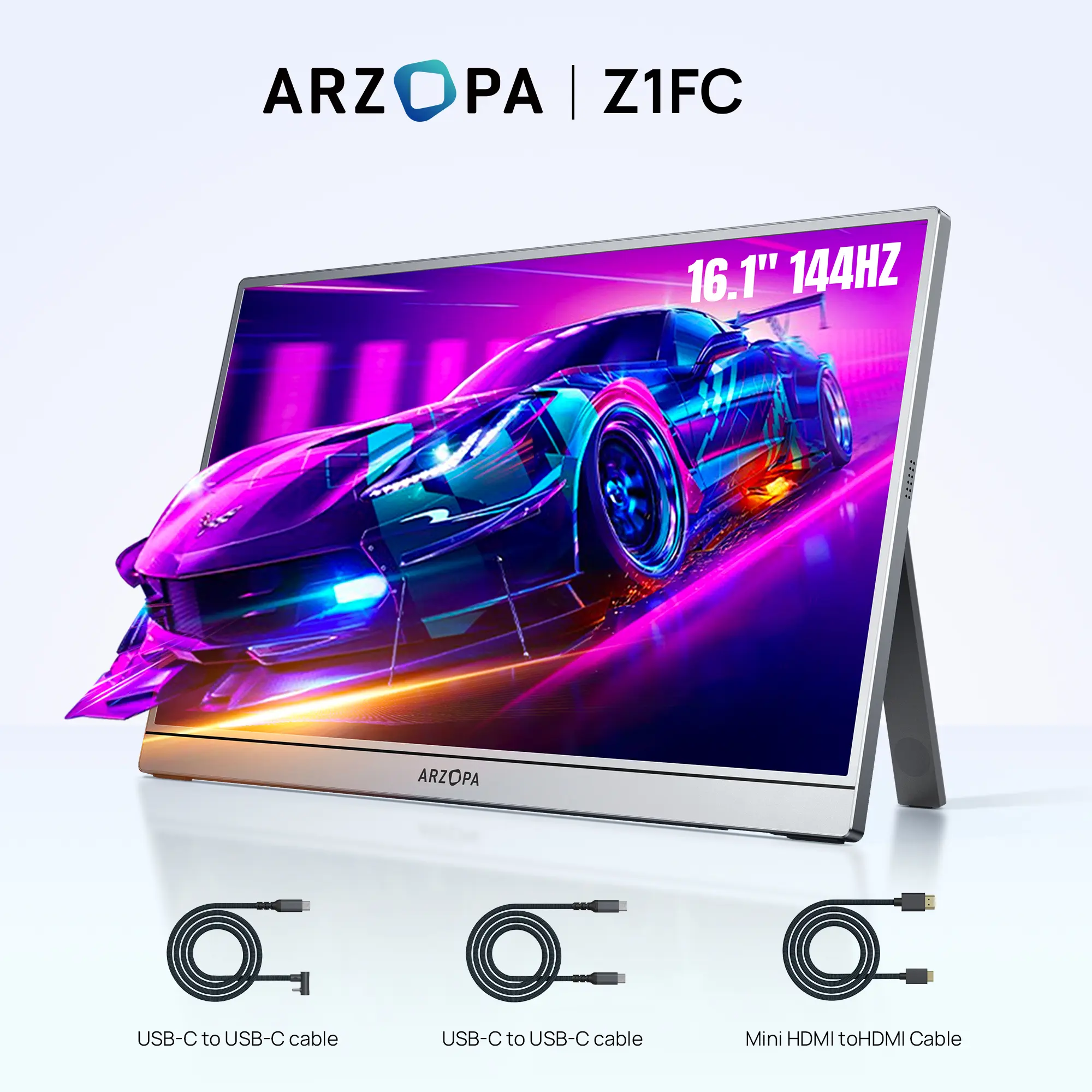 16.1'' Portable Gaming Monitor – 144Hz FHD Display with Kickstand, Perfect Second Screen for Gaming & Work