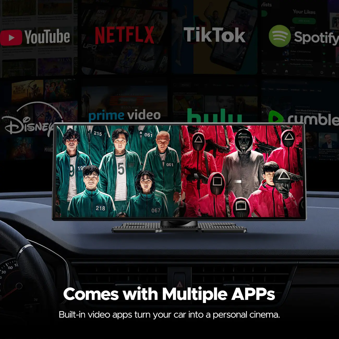 10.25" Big Wireless CarPlay Screen Watch Youtube/Netflix/TikTok While Parked Auto-Connect