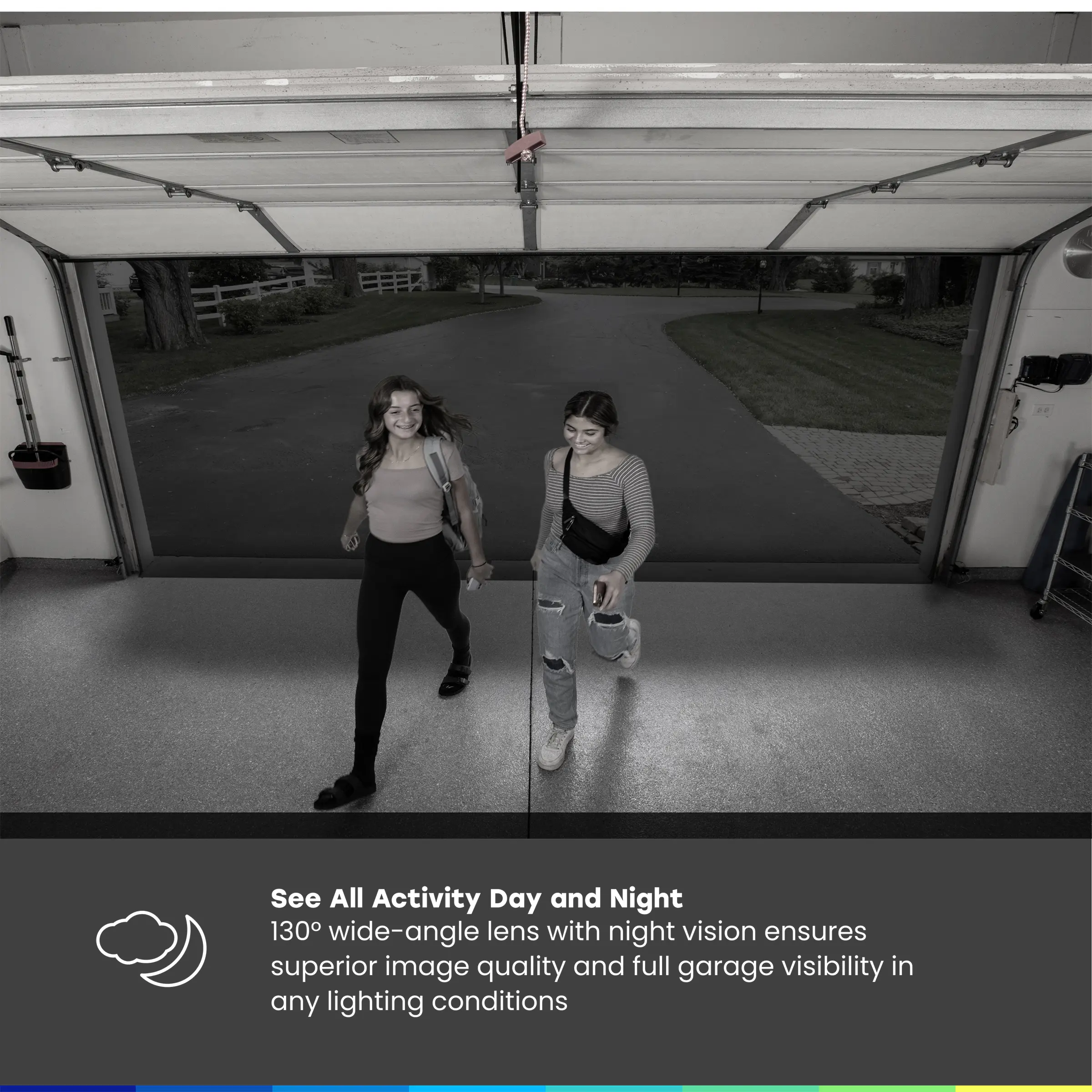 2K Smart Garage Security Camera – Night Vision, Motion Detection, Two-Way Audio & Wi-Fi Smartphone Control