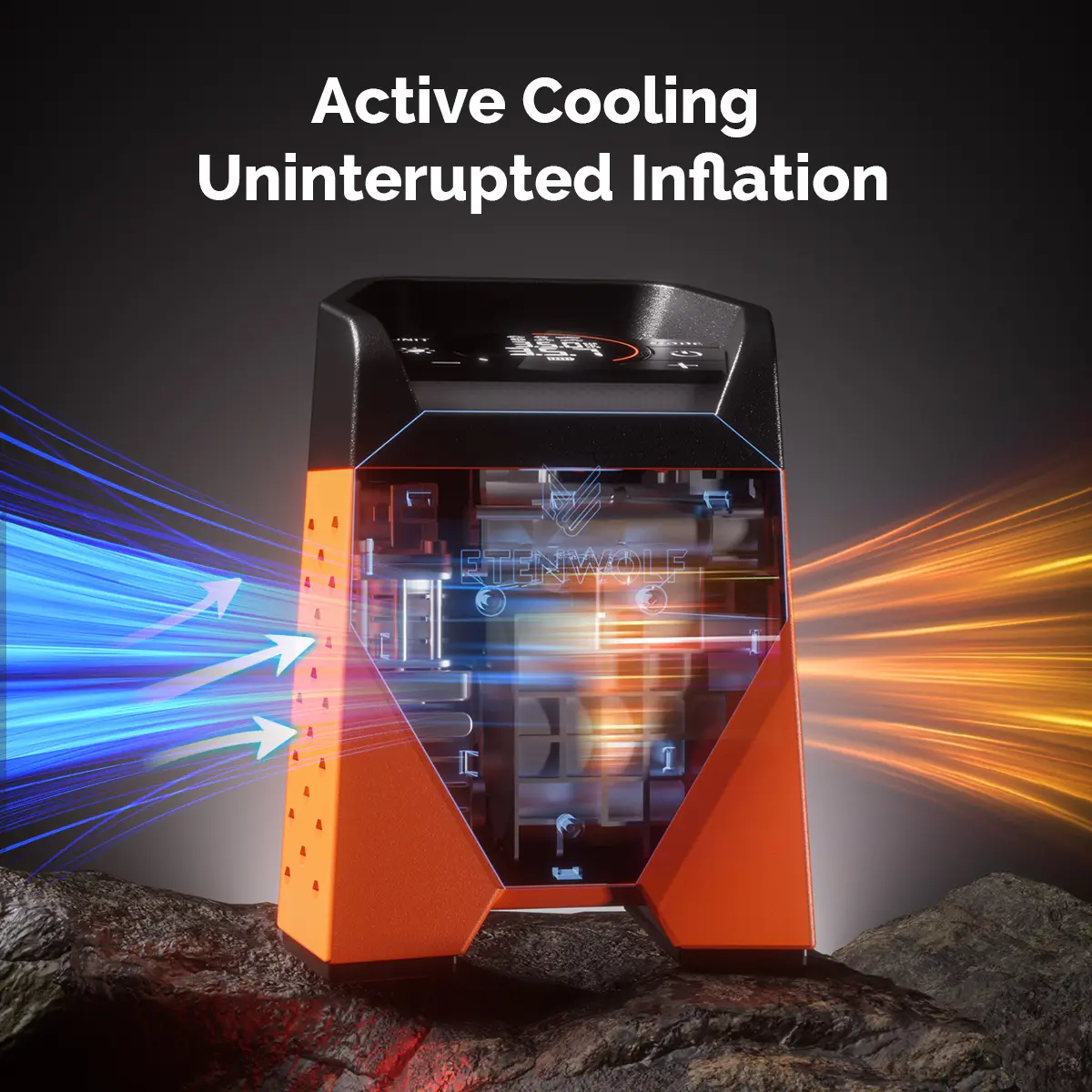 160PSI Car Air Pump & Tire Compressor, Portable Cordless Pump with Auto Stop, 7800mAh Battery for Flat Tires, SUVs, Bikes –  (Vivid Orange) Emergency Air Pump outdoorfun