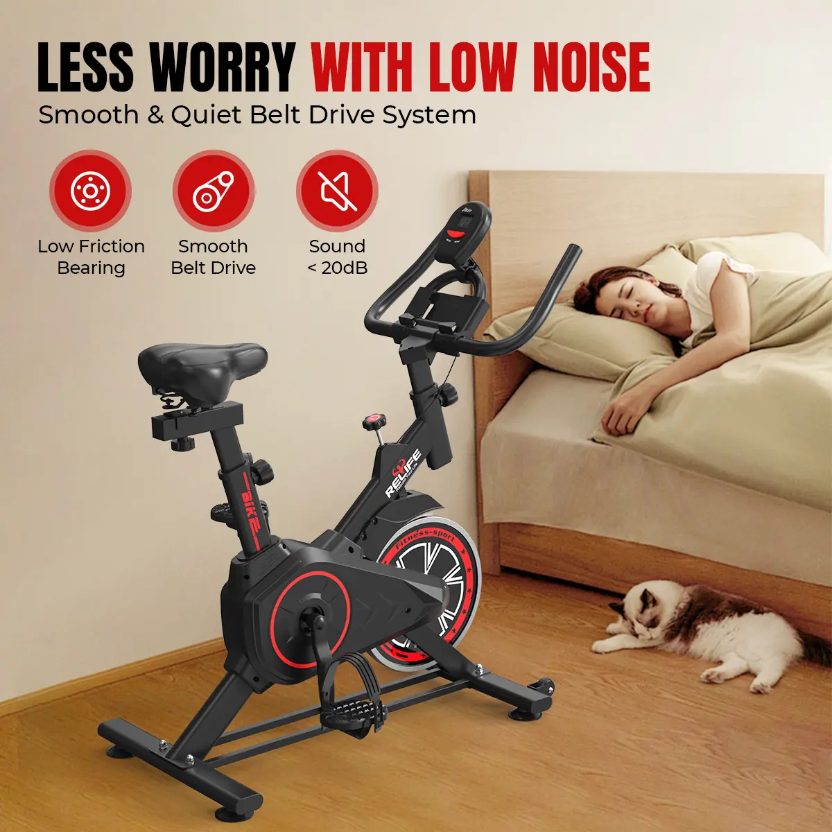 Mini Exercise Bike Compact Stationary Bike Silent Indoor Cycling for Small Space w/Adjustable Seat, Smooth Pedal & Belt Drive