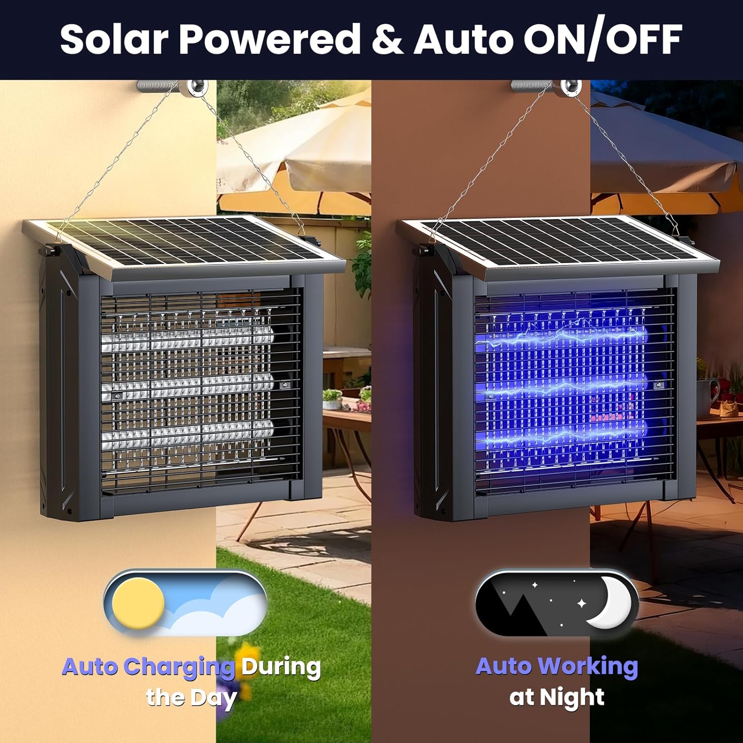 Smart Solar Powered Insect Zapper (Waterproof Outdoor Garden Fly Killer)