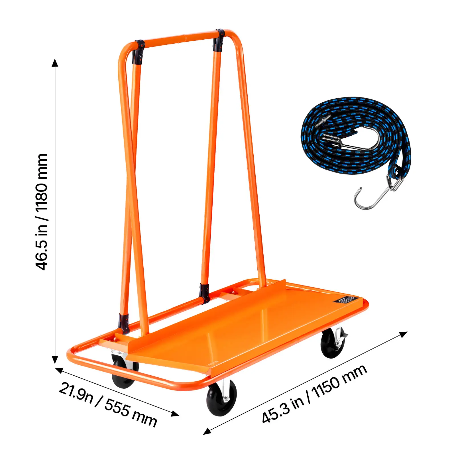 Drywall Cart Dolly 1800 lbs Load Capacity Steel Panel Dolly