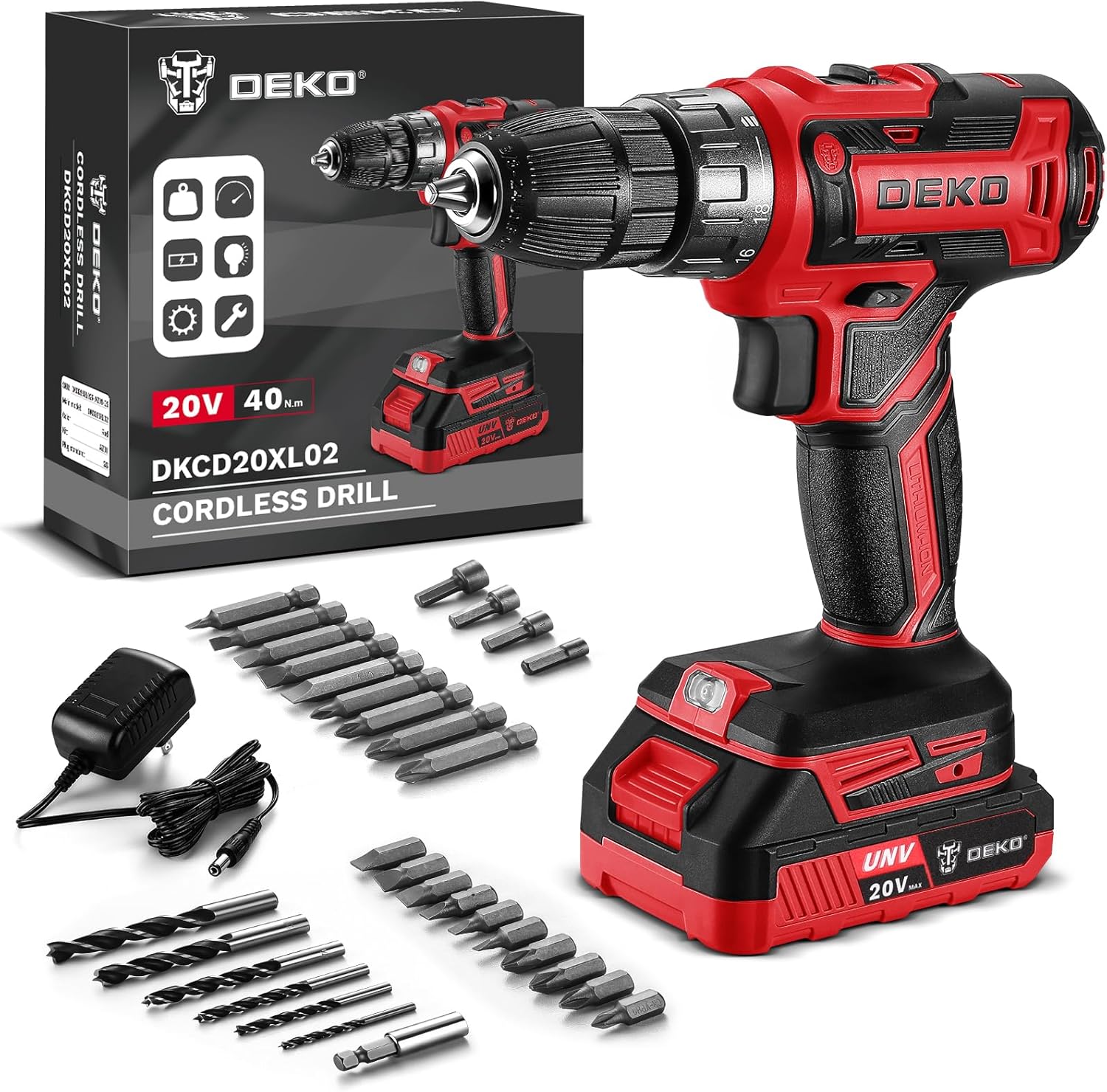 Cordless Drill Tool Kit Set: 20V Power Drill Tool Box with Battery Electric Drill Driver for Men Home Hand Repair Basic Toolbox Tools Sets Drills Case