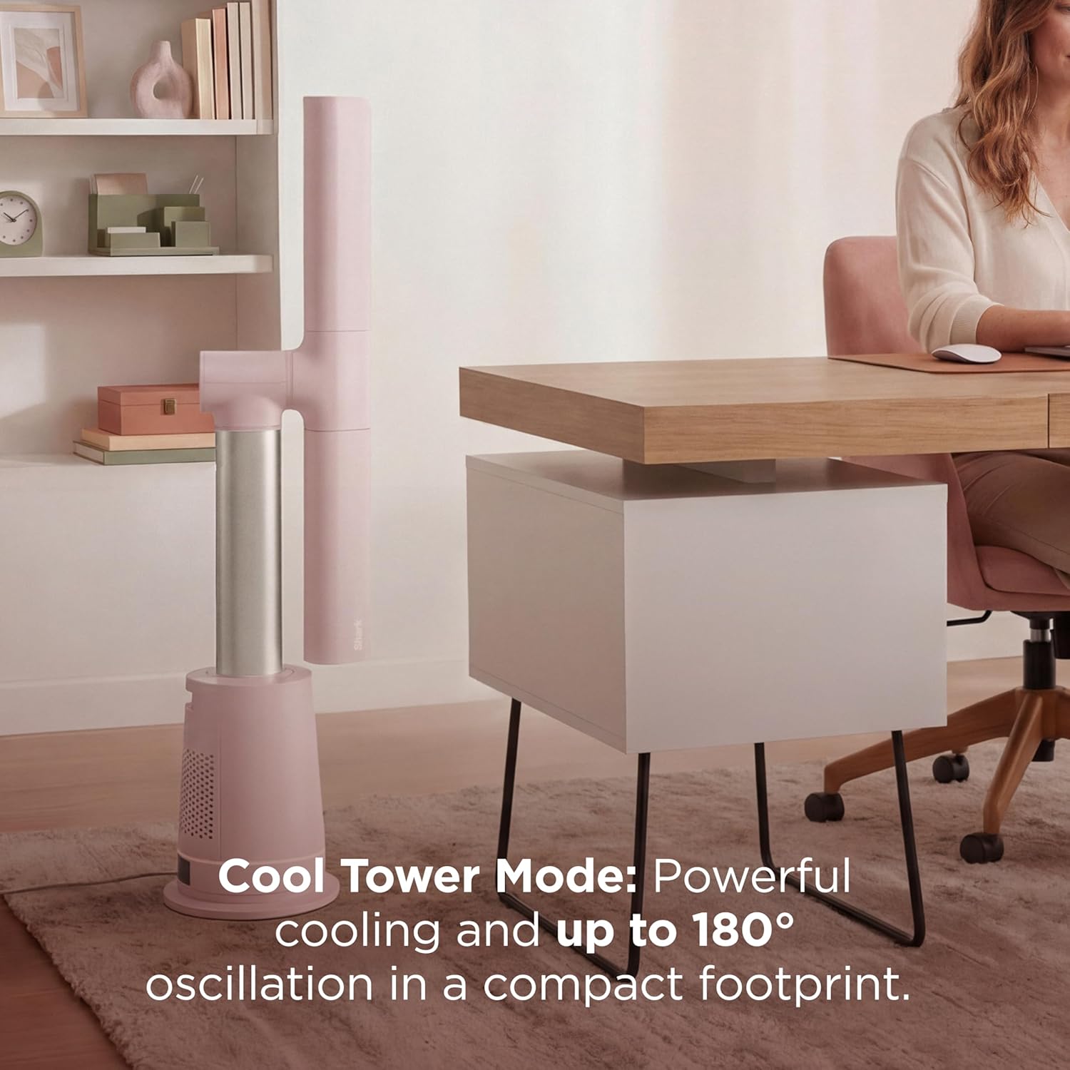 Ultra-customizable bladeless tower fan, pivots, twists, oscillates 180°, circulates and propels air, 10 noise levels + 10 speeds, easy to clean