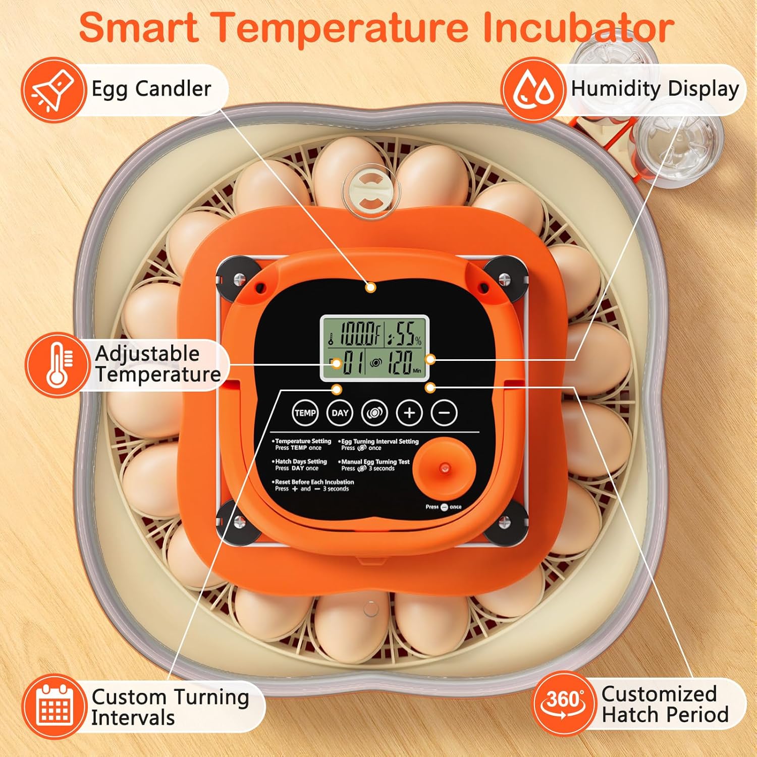 18 & 25 Egg Incubators for Hatching Eggs, Egg Incubator with Automatic Egg Turning and Humidity Control, Incubators for Hatching Eggs Chicken Quail Parrot Pigeon