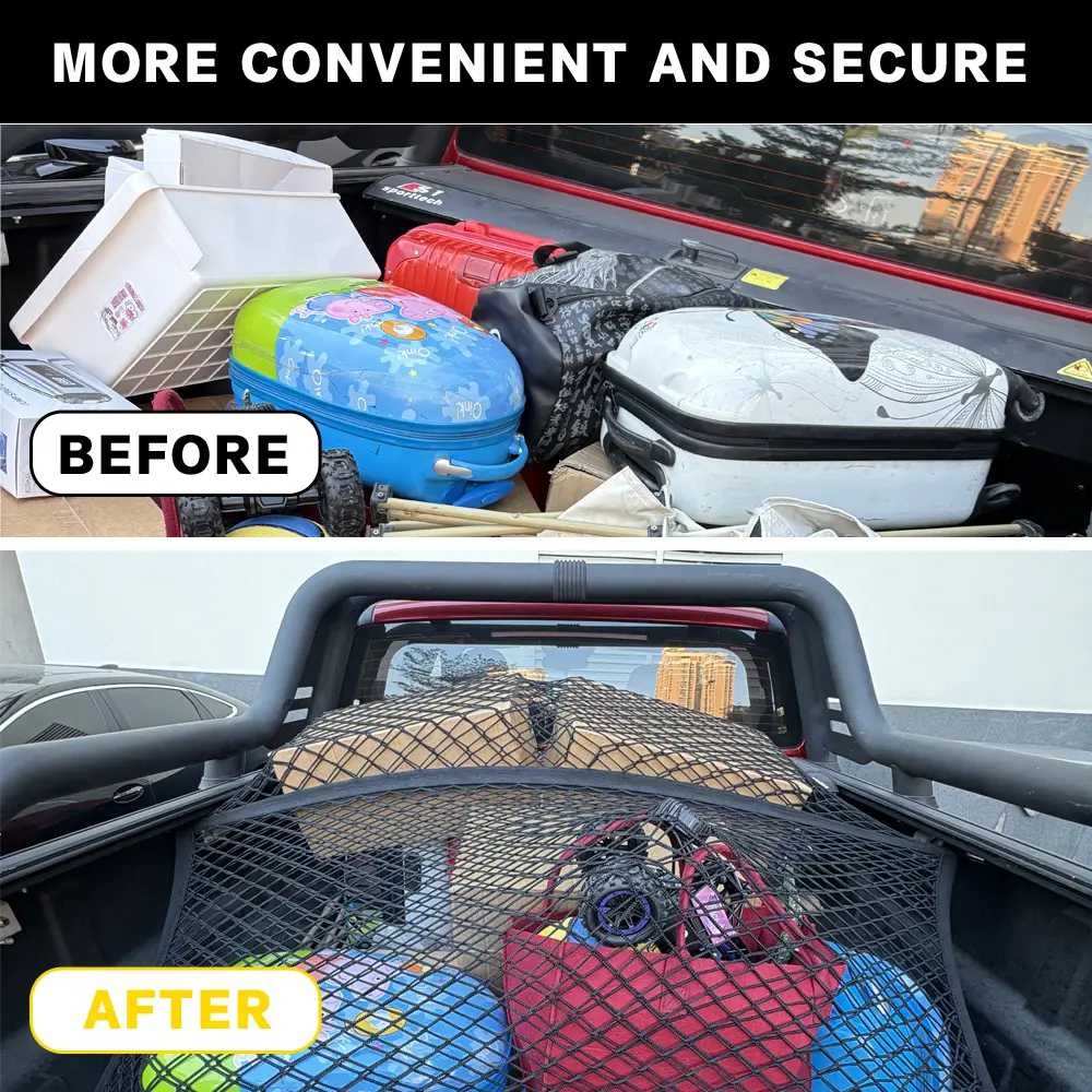 Highly Elastic Cargo Net, Simple Truck Bed Cargo Mesh Organizer, Ideal for ATV, SUV, UTV, Truck and Boat Use Furniture Camping Gear Compact Storage Stretchable