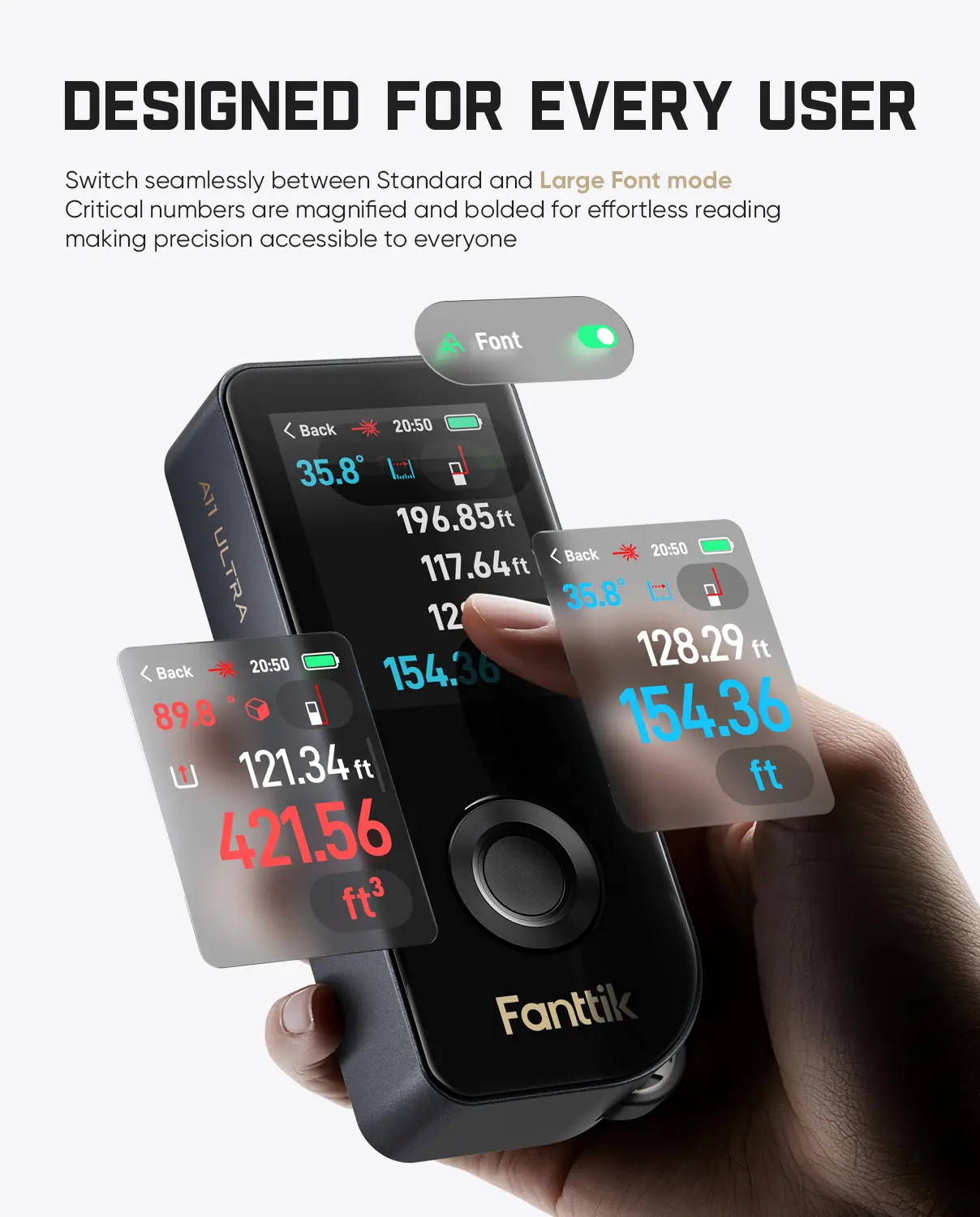 【FathersDayGift】3-in-1 Laser Measuring Tool - 197Ft Rechargeable Range Finder with IPS Touch Screen, Side LCD, Wheel Roller, 3-Axis Self Levelling Laser Leveler Tool, User-Friendly Interface, Portable for Home DIY