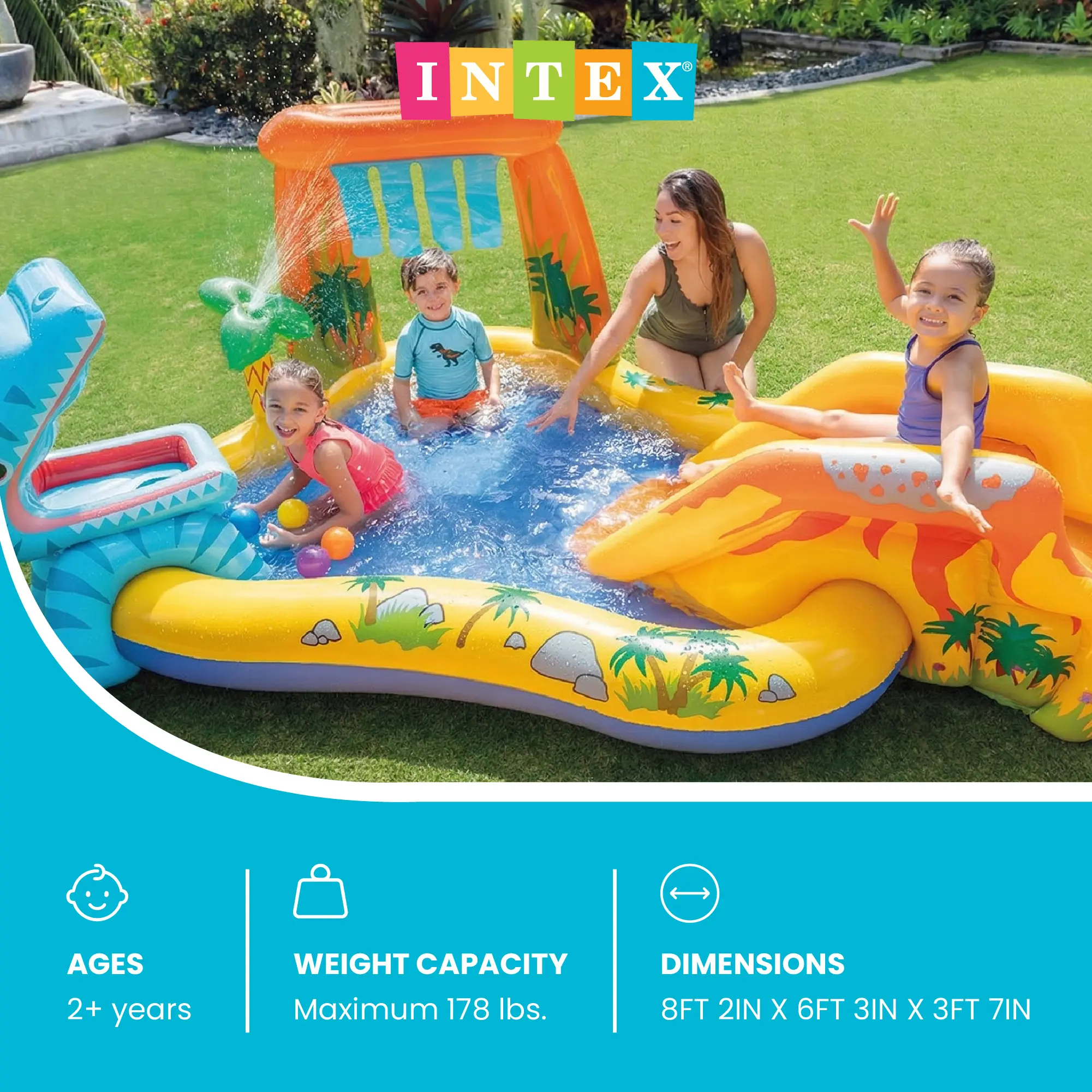 Inflatable Dinosaur Water Park – Kids Outdoor Splash Pool with Water Slide, Sprayer & Summer Backyard Fun