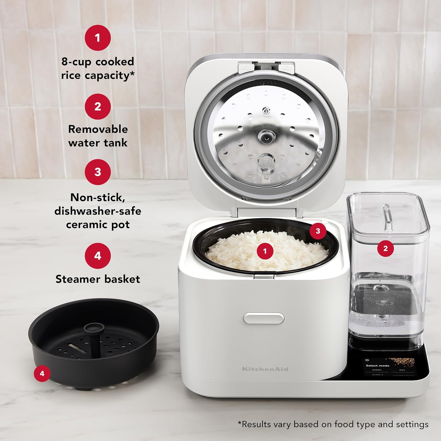 Smart Grain & Rice Cooker – 8-Cup Capacity with Auto-Sensing Scale, Water Tank & One-Touch Cooking