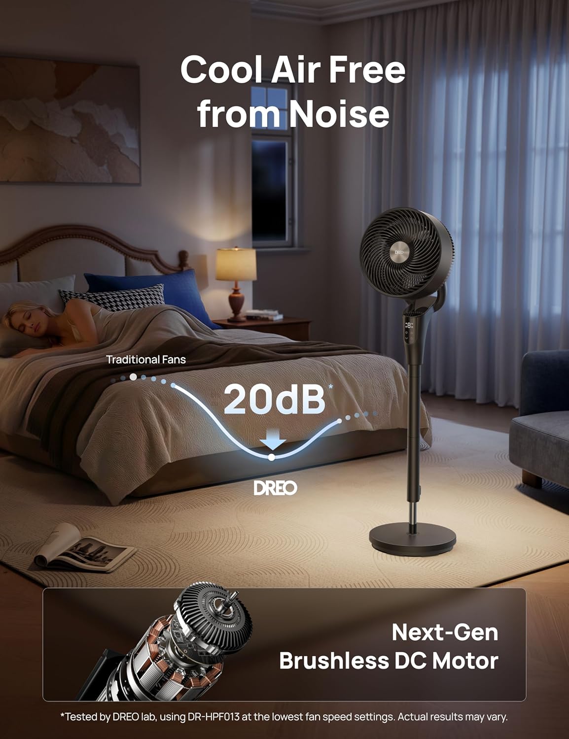 Fan for Bedroom, 2026 Upgraded, 90ft Airflow, 20dB Quiet Fan, 90° Oscillating Standing Fan for Whole Room