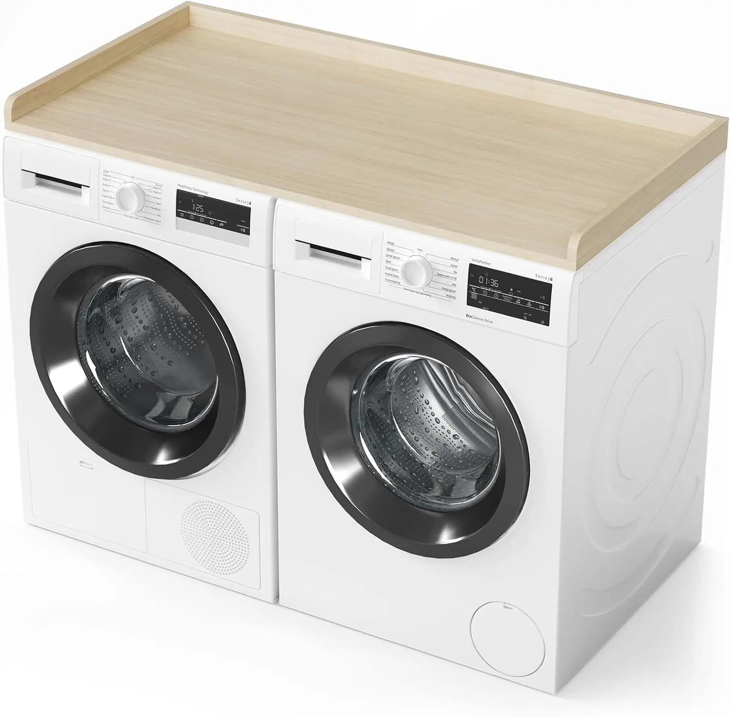 Washer Dryer Countertop, Laundry Wood Shelf Topper with Edge, 54" Width x 27.5" Depth Cover Guard Organizer for Washer and Dryer Laundry Hamper Counter Storage Organization