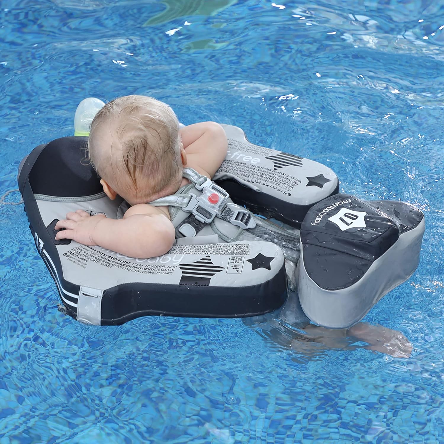 Non-inflatable baby swim ring with sunshade, upgraded rear design