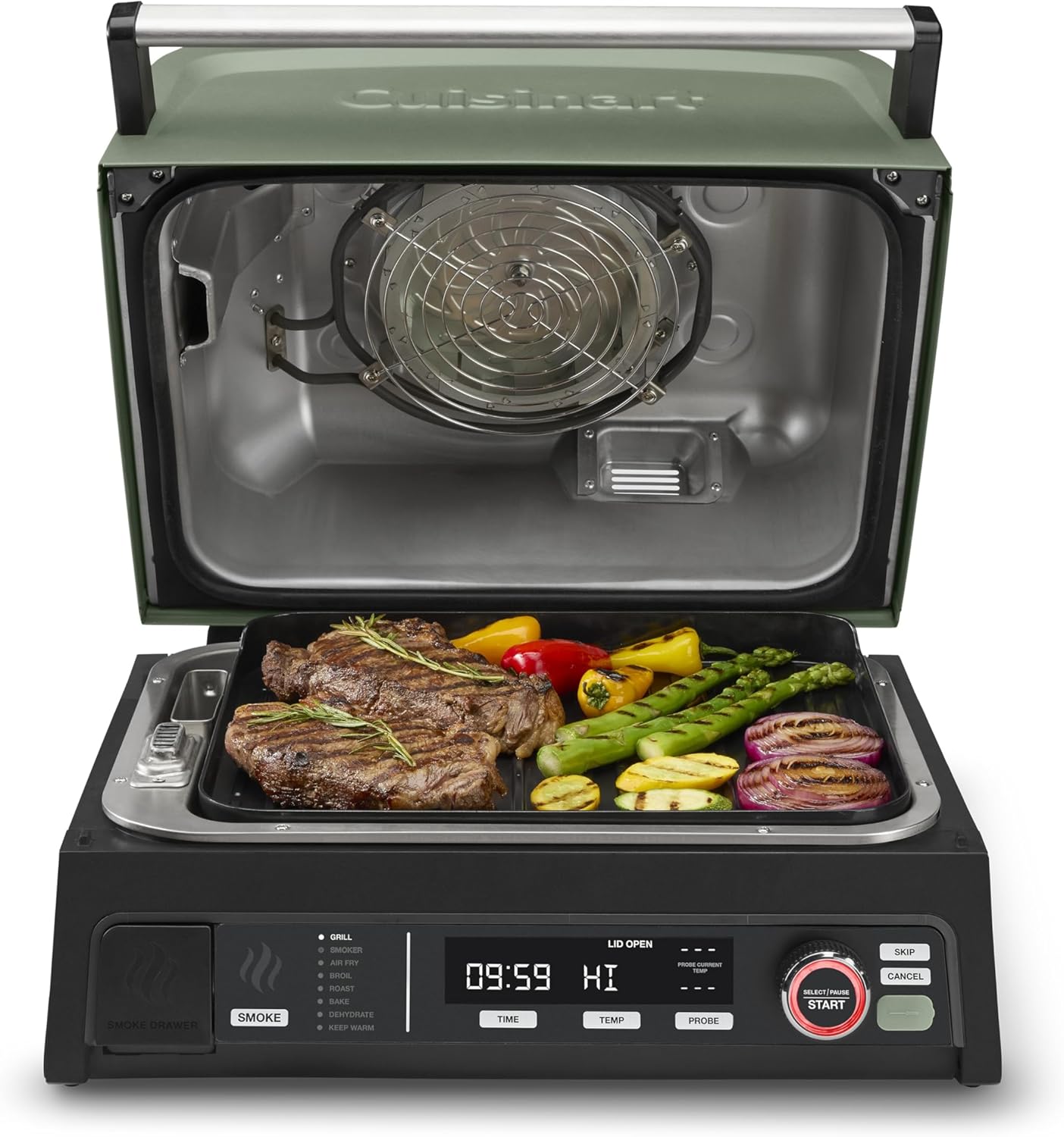 8-in-1 Outdoor Electric BBQ Grill & Smoker – Air Fryer Combo with Smart Probe, Portable Patio Grill