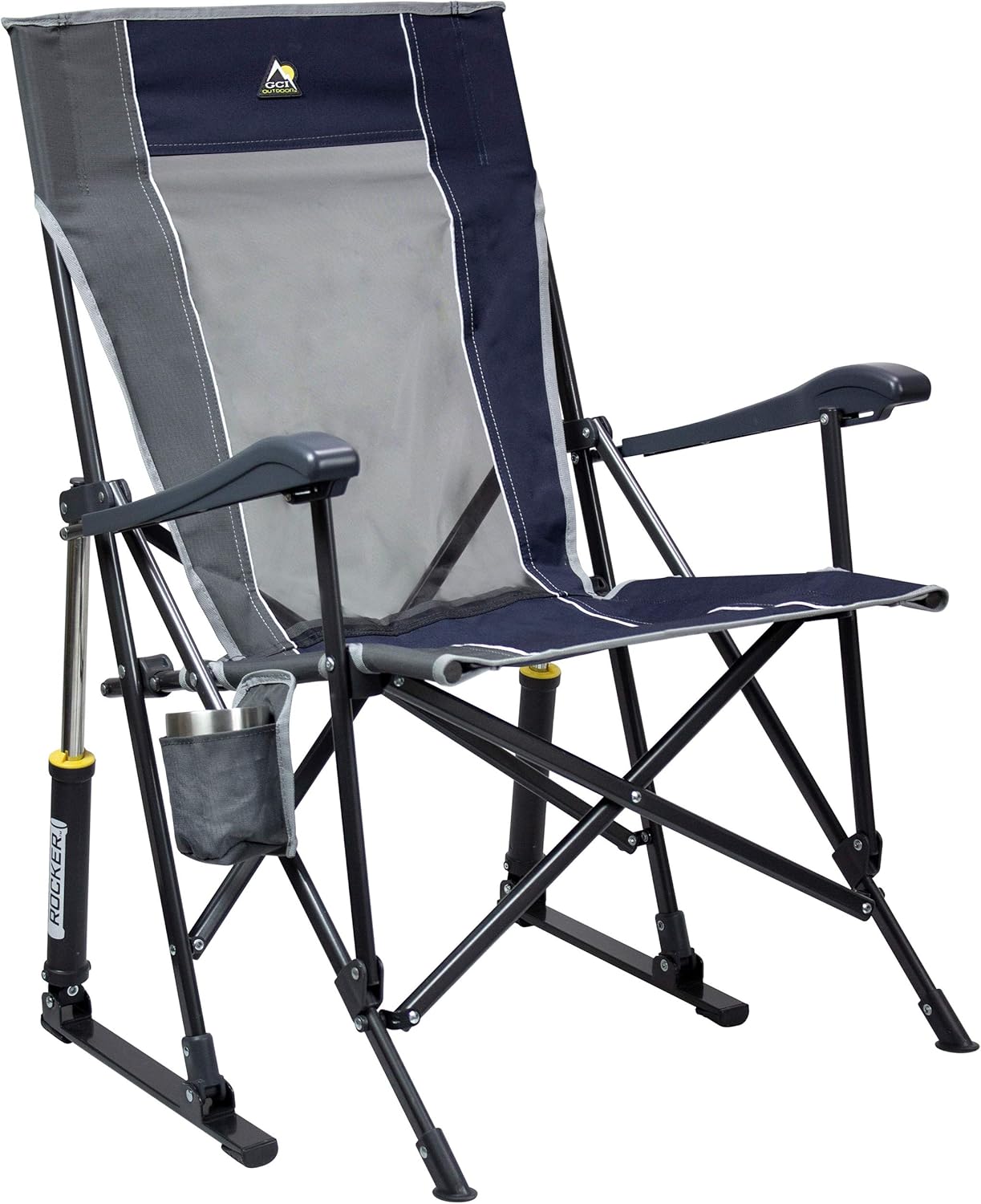 Comfort Pro Rocker Camping Chair | Portable Folding Rocking Chair with Durable Armrests & Drink Holder — Floral