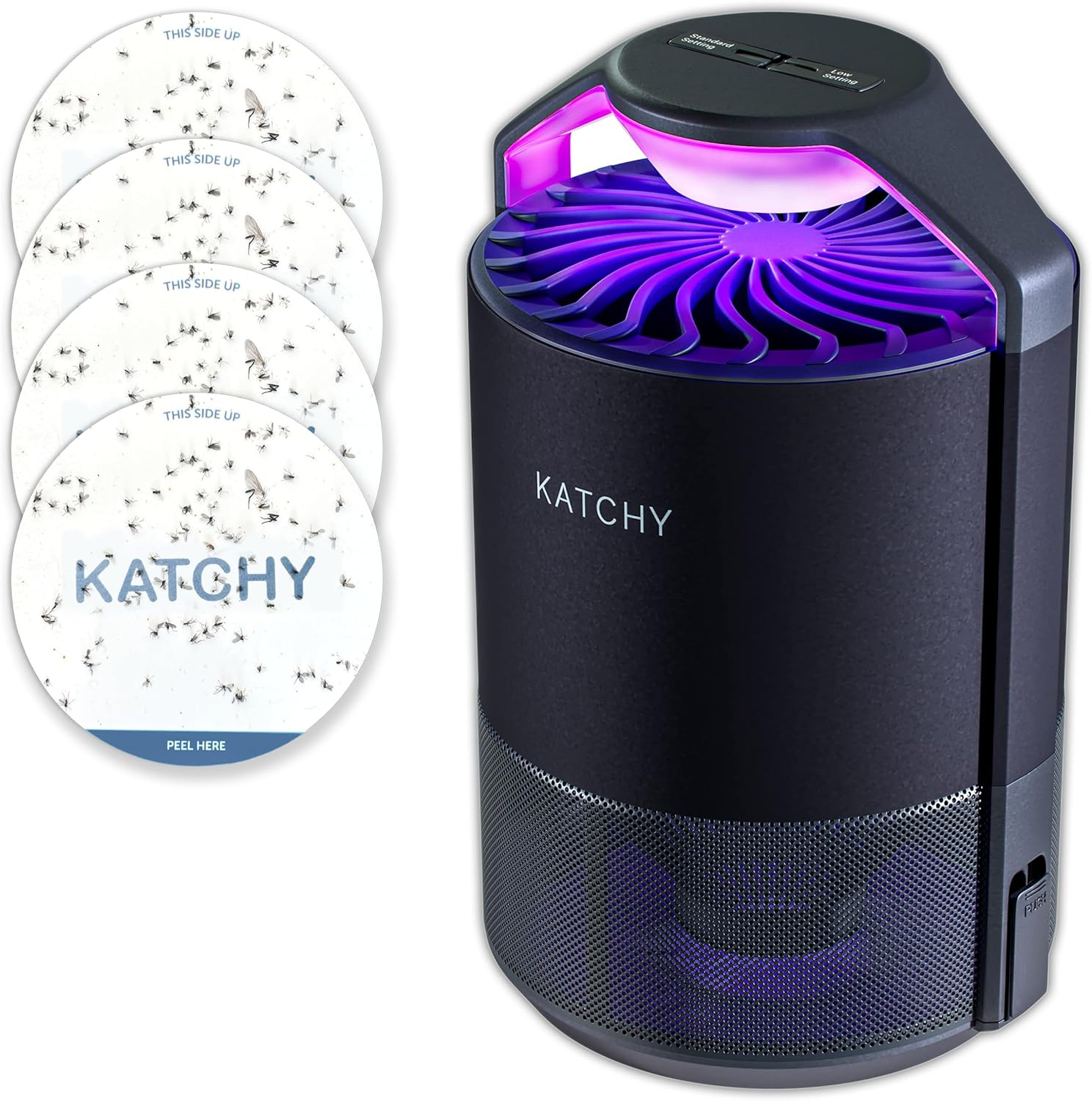 Midnight Indoor Insect Trap – Auto/Manual Mode – Blue Light & Fan Suction Catcher for Mosquito, Fruit Fly, Gnat, Fungus Gnat & Moth – Ideal for Kitchen & Indoor Plants (Black)