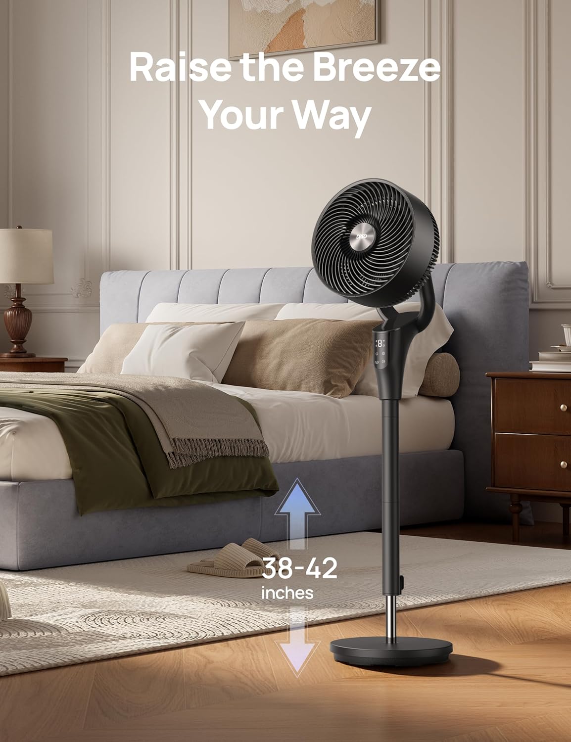 Fan for Bedroom, 2026 Upgraded, 90ft Airflow, 20dB Quiet Fan, 90° Oscillating Standing Fan for Whole Room