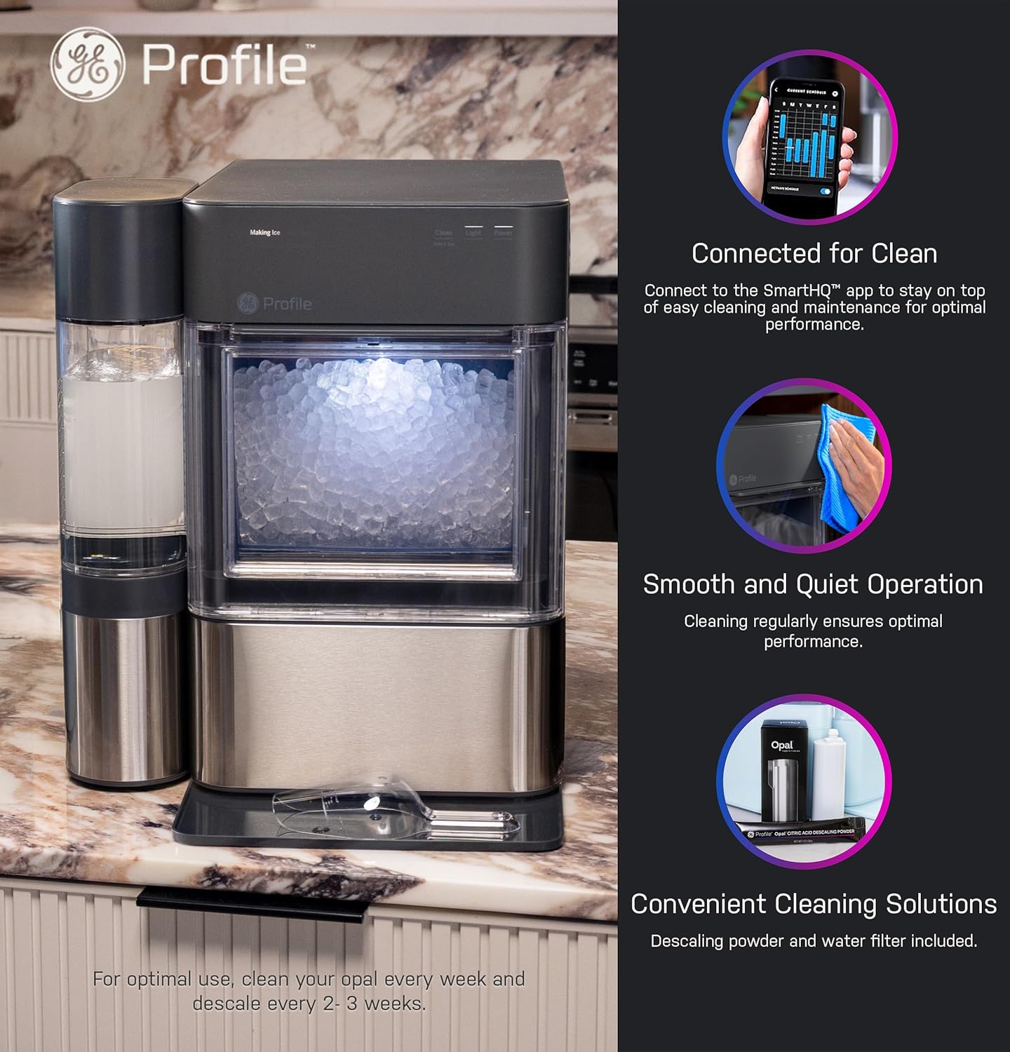 2.0 XL with 1 Gallon Tank, Chewable Crunchable Countertop Nugget Ice Maker, Scoop included, 38 lbs in 24 hours, Pellet Ice Machine with WiFi & Smart Connected, Stainless Steel